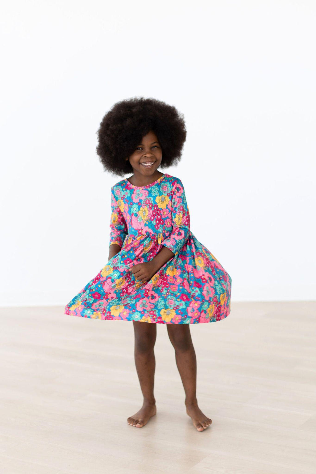 Mila & Rose ® SALE Feeling Floral 3/4 Sleeve Pocket Twirl Dress — detail close-up
