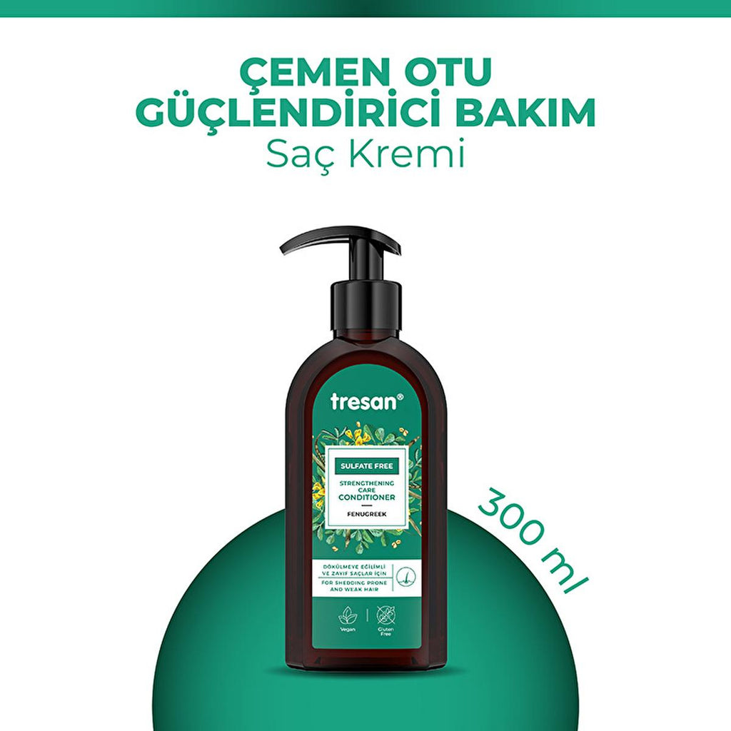 Tresan Fenugreek Hair Strengthening Conditioner: Sulfate-Free, Anti-Hair Loss, Natural Hair Growth & Thickening - 300ml