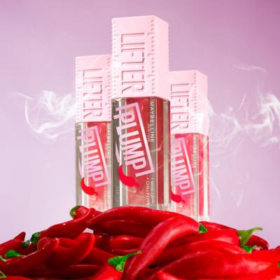 Maybelline Lifter Plump Lip Gloss - 001 Blush Blaze, Non-Sticky, Long-Lasting Lip Plumper with Chili Pepper Extract