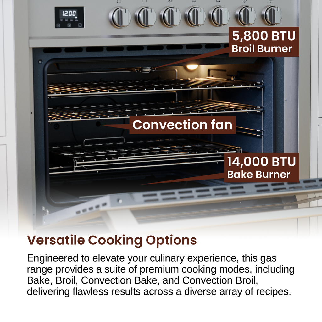Rangaire 36" Gas Range Convection Oven Freestanding Stainless Steel RRG361TS – Rangaire Appliances, view 5