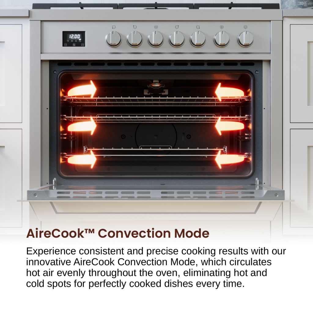Rangaire 36" Gas Range Convection Oven Freestanding Stainless Steel RRG361TS – Rangaire Appliances, view 8