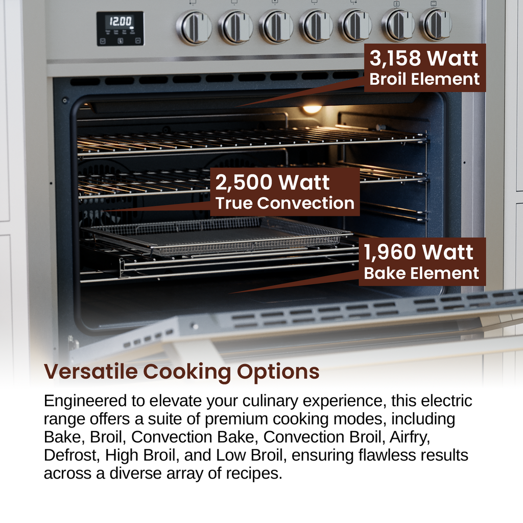 Rangaire 36" Electric Range Convection Oven Freestanding Stainless Steel RRE361TS – Rangaire Appliances, view 6