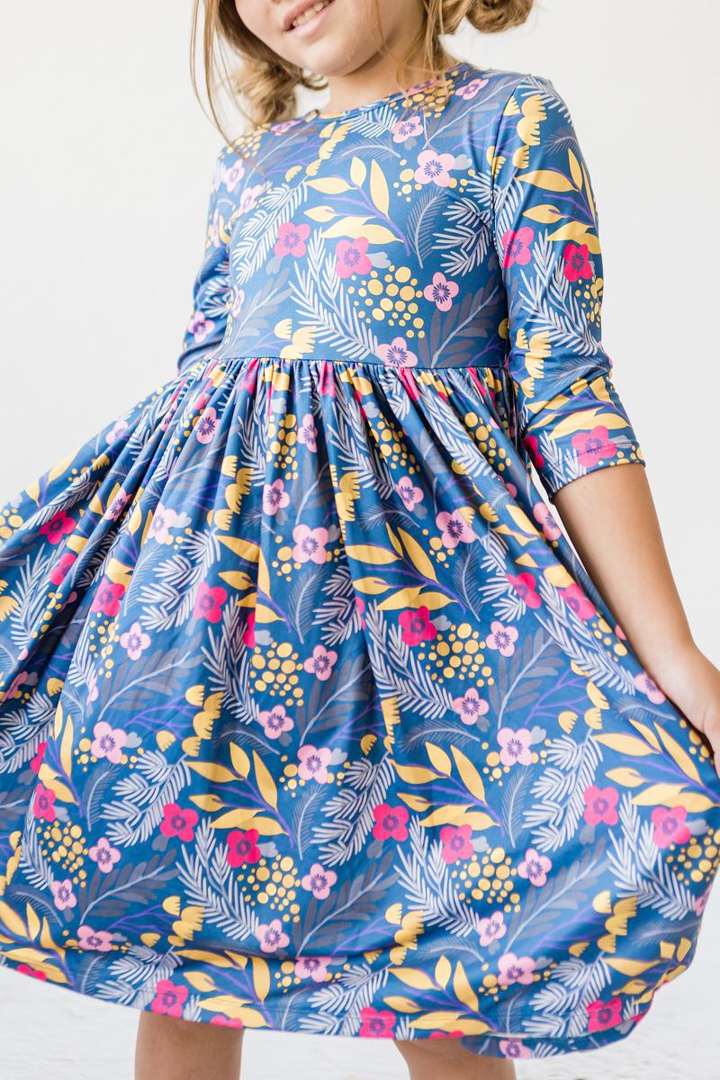 Mila & Rose ® Flora 3/4 Sleeve Pocket Twirl Dress — detail close-up