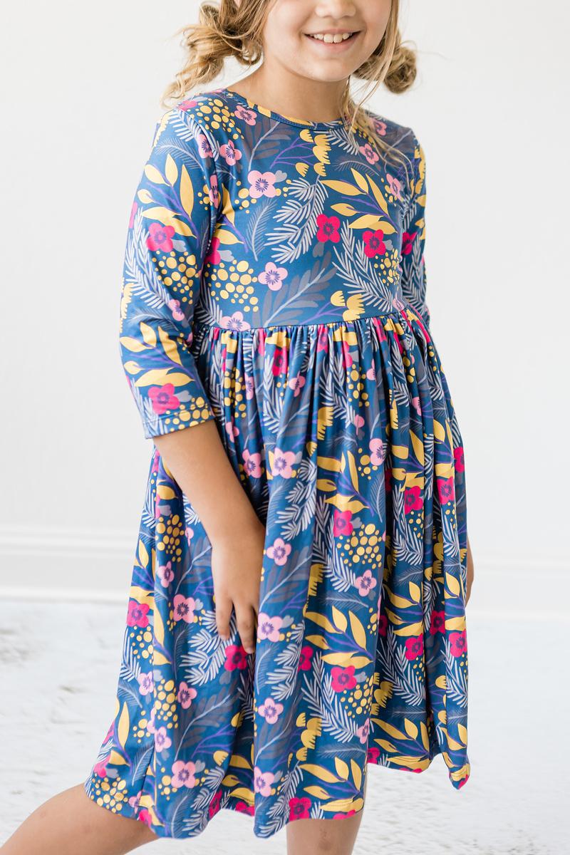 Mila & Rose ® Flora 3/4 Sleeve Pocket Twirl Dress — lifestyle context