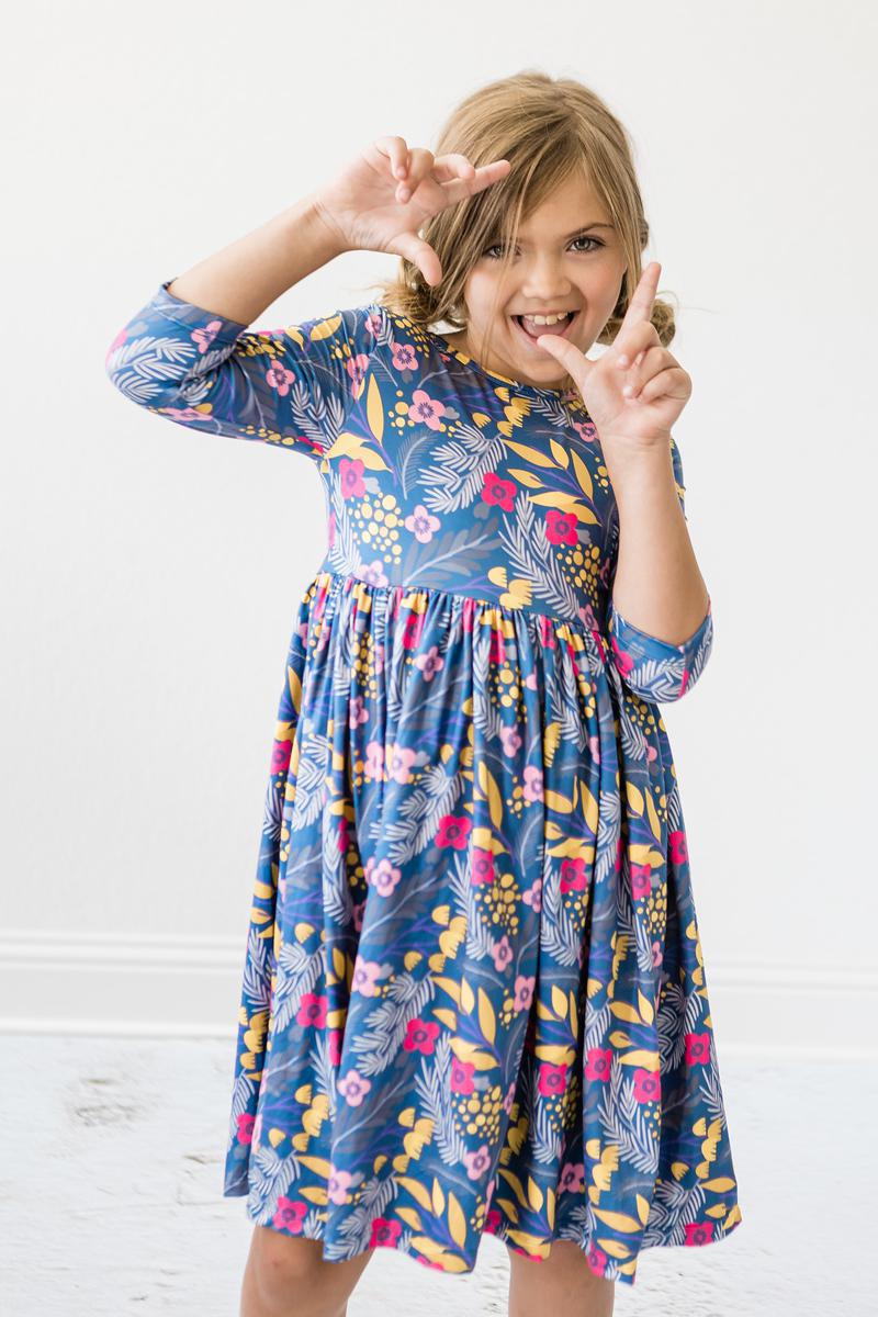 Mila & Rose ® Flora 3/4 Sleeve Pocket Twirl Dress — side view