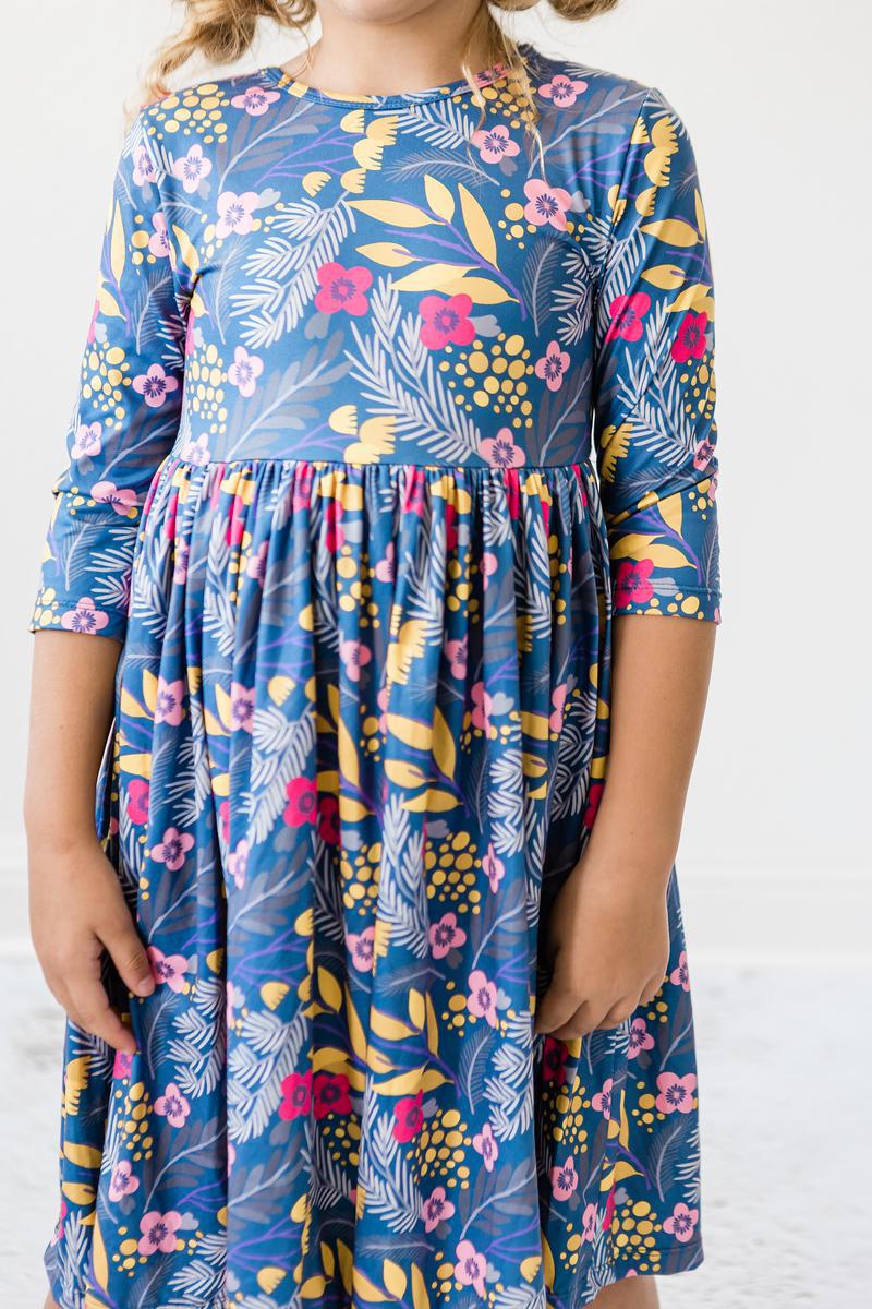 Mila & Rose ® Flora 3/4 Sleeve Pocket Twirl Dress — in-use photo