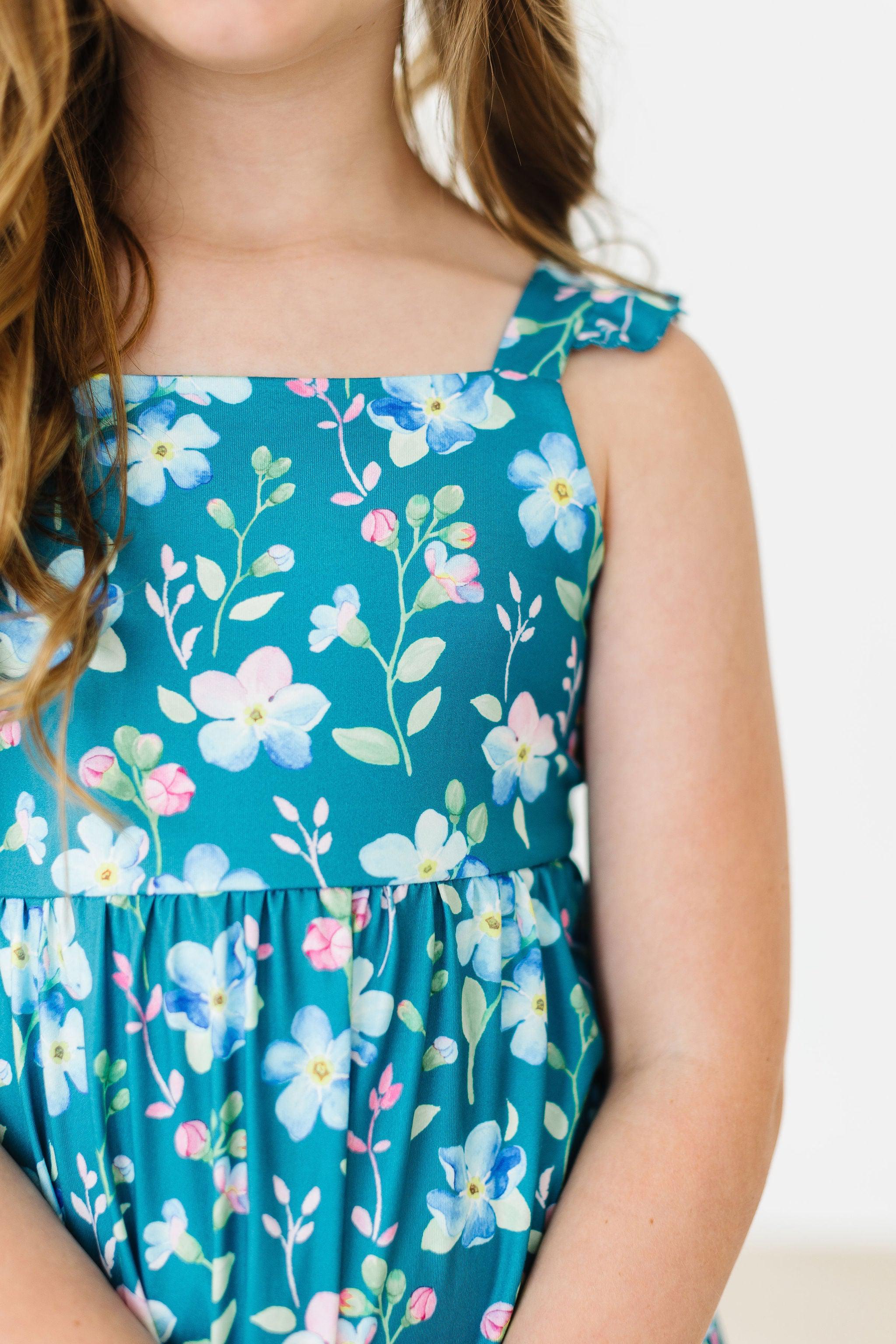 Mila & Rose ® Floral Breeze Ruffle Maxi Dress — detail close-up