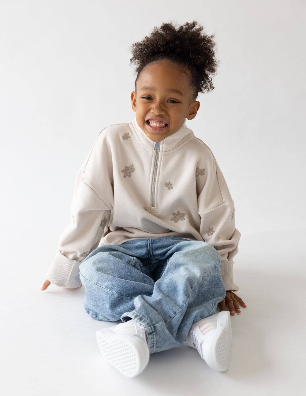 Elevated Faith Floral Kids Half-Zip — detail shot 7