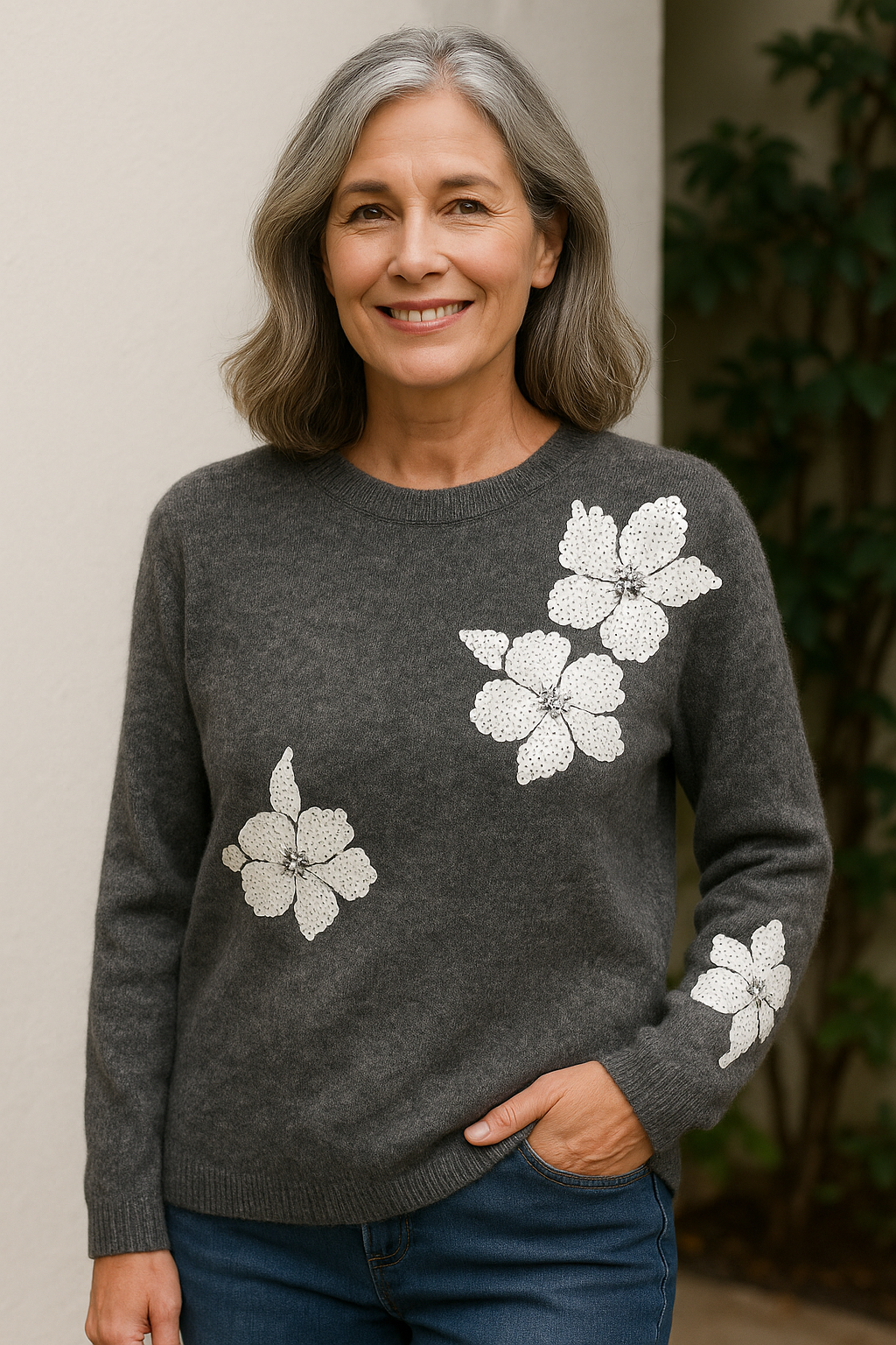 KADOU BOUTIQUE Floral Sequin Embroidered Top by Picadilly — lifestyle context