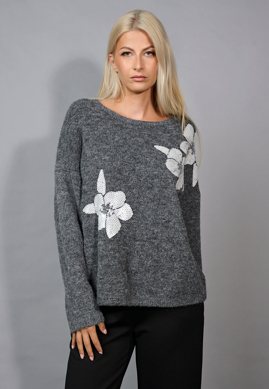 KADOU BOUTIQUE Floral Sequin Embroidered Top by Picadilly — main product shot