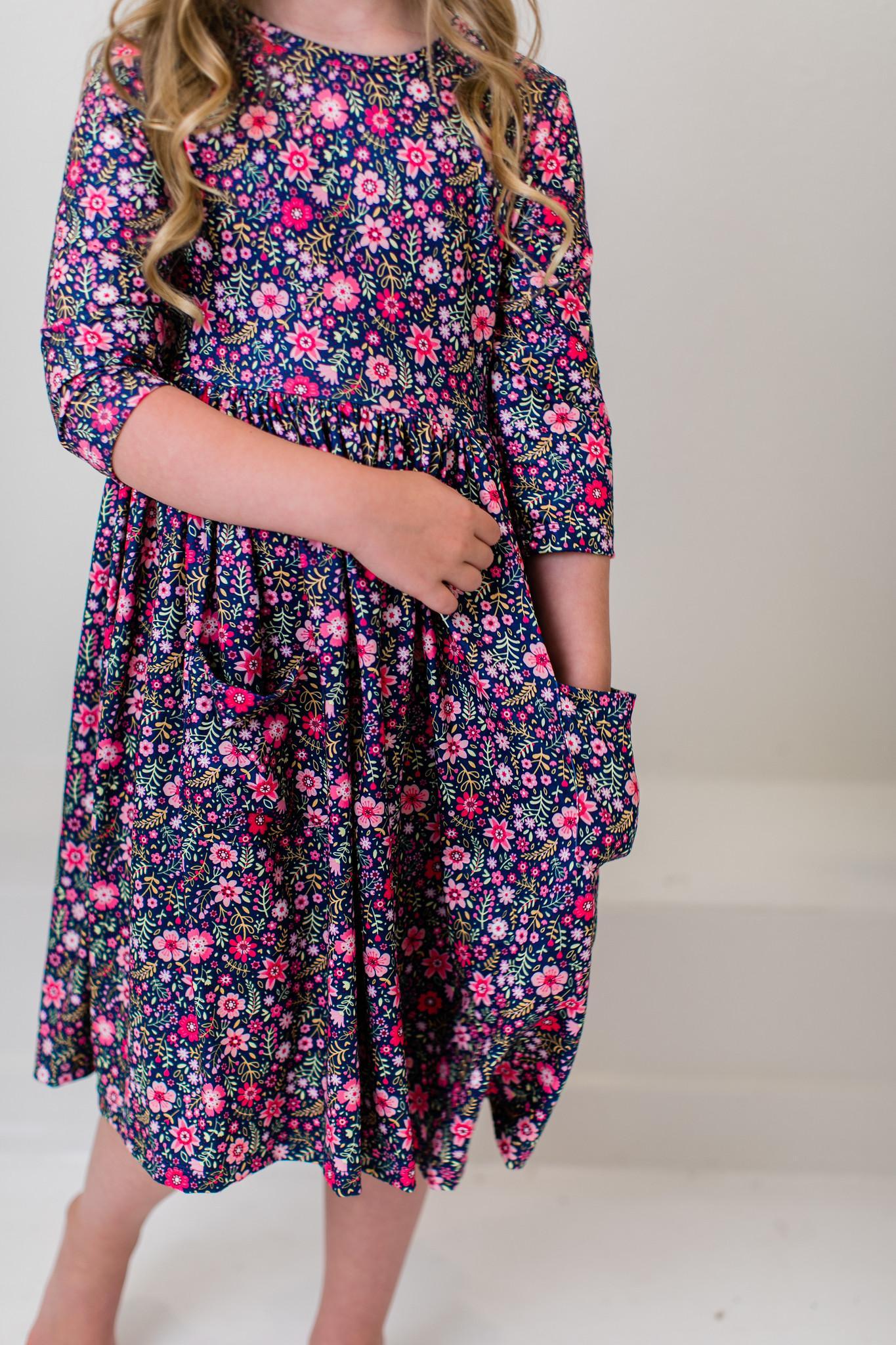 Mila & Rose ® Flower Farm 3/4 Sleeve Pocket Twirl Dress — alternative angle