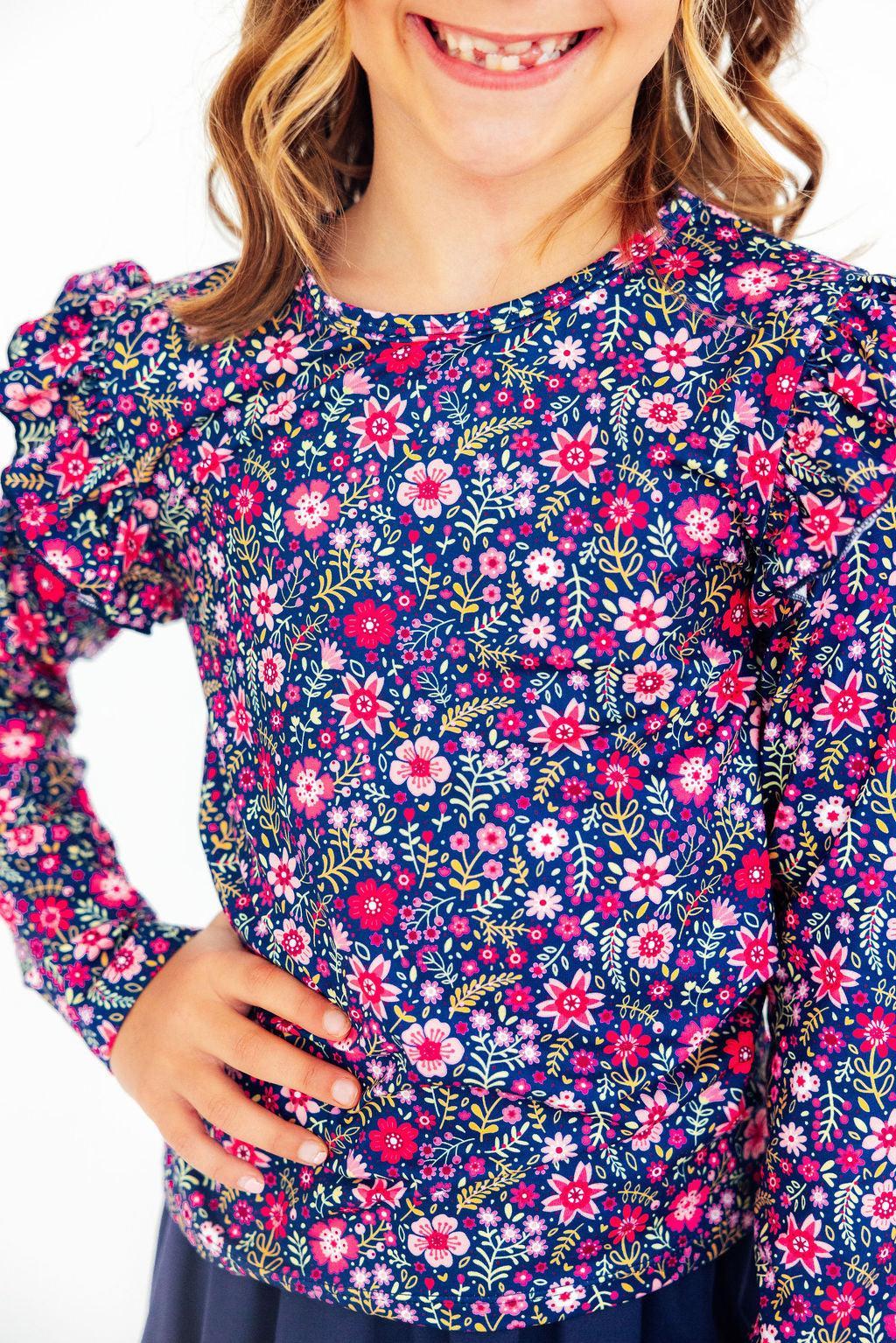 Mila & Rose ® Flower Farm L/S Ruffle Tee — lifestyle context