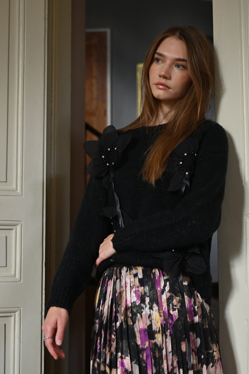 KADOU BOUTIQUE Flowers Embossed Sweater — main product shot