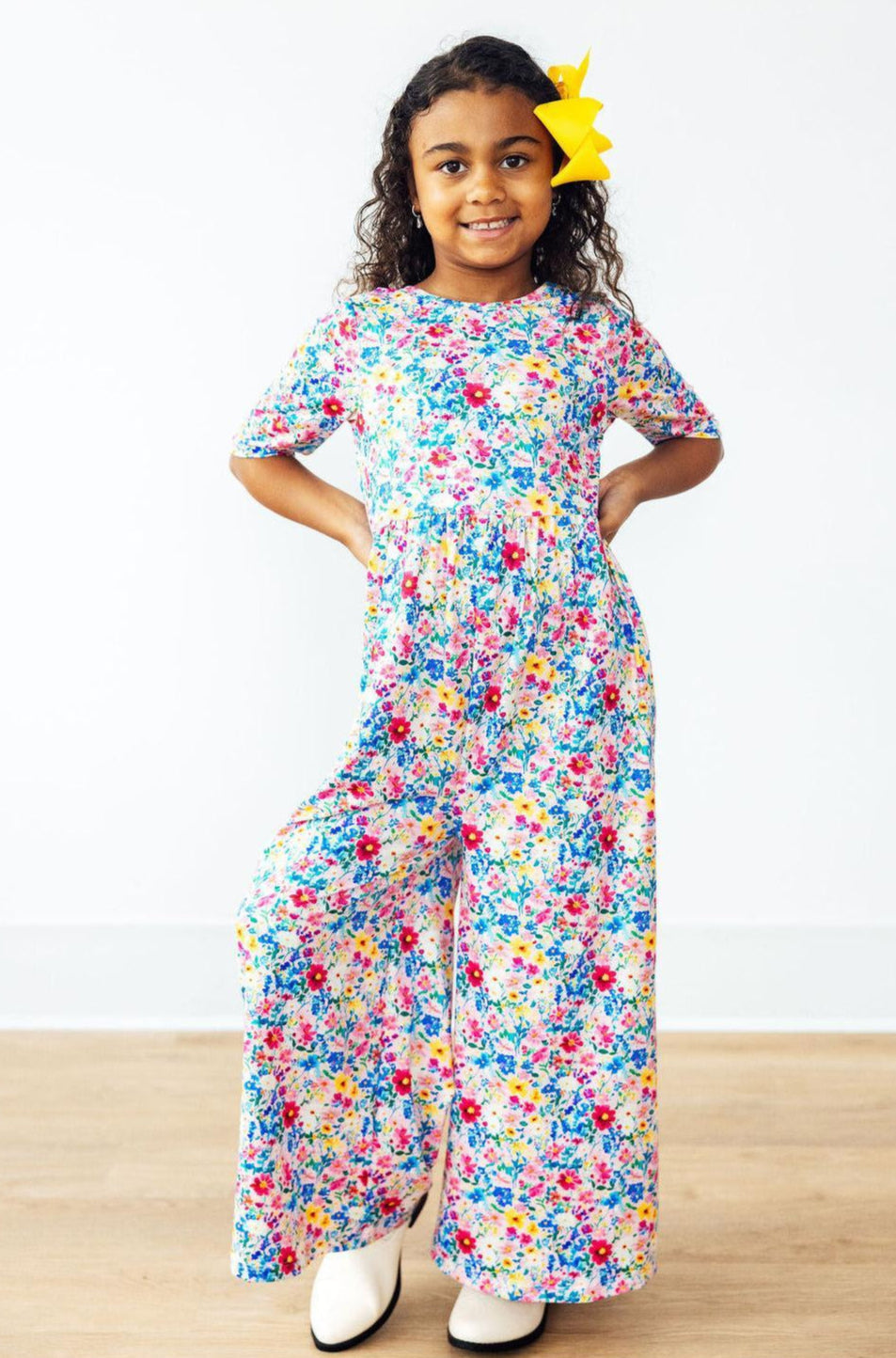 Mila & Rose ® Fluttering Flowers Wide Leg Jumpsuit — side view