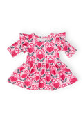 Mila & Rose ® Fluttering Hearts 3/4 Sleeve Flutter Twirl Bodysuit — main product shot