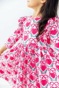 Mila & Rose ® Fluttering Hearts 3/4 Sleeve Ruffle Twirl Dress — main product shot
