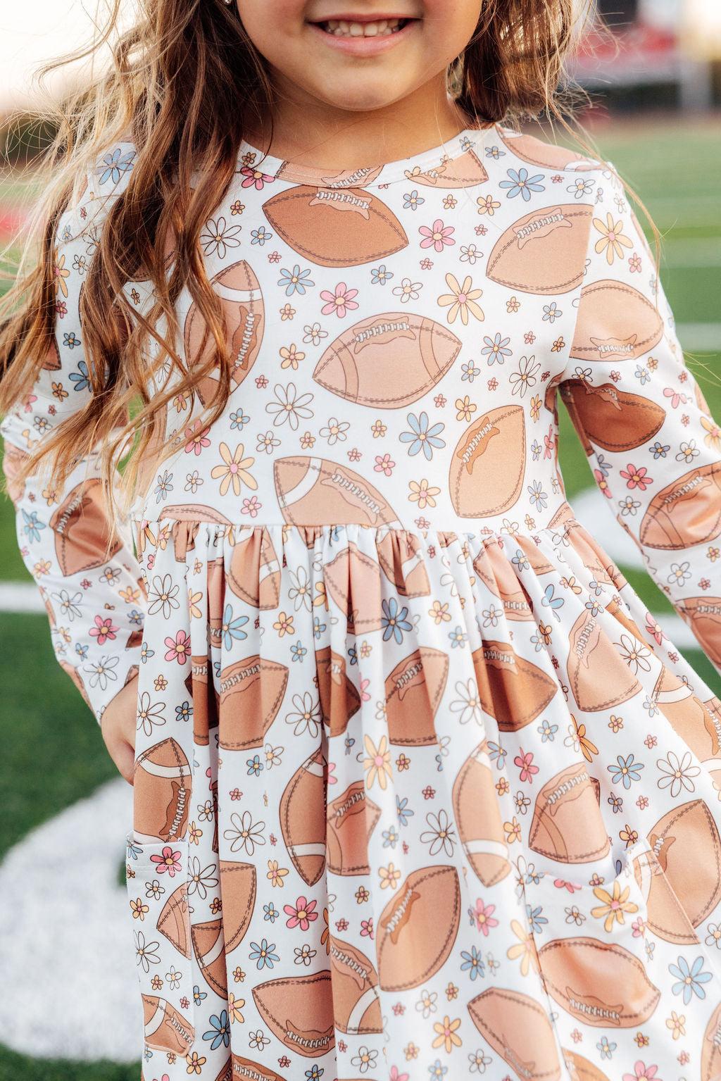 Mila & Rose ® Football Friday L/S Pocket Twirl Dress — detail close-up