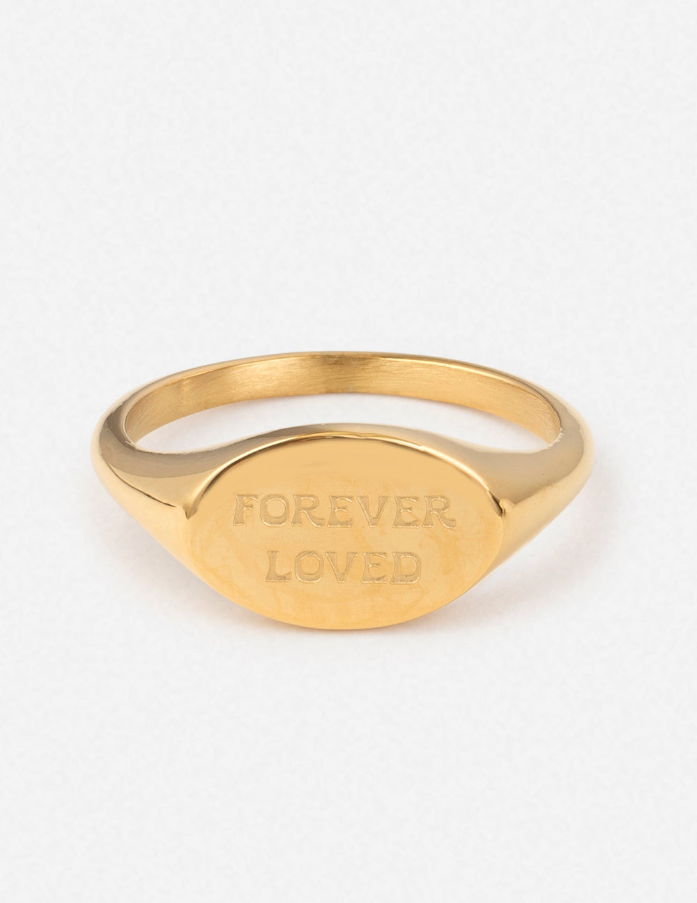 Elevated Faith Forever Loved Oval Signet Ring — main product shot