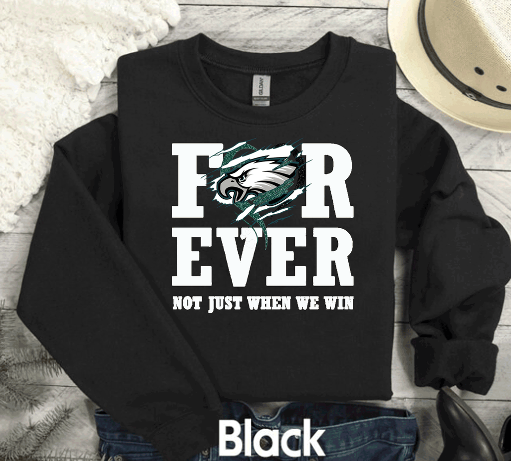 A Blessed Texas Mess Boutique Forever EAGLES not just when are winning Philadelphia Football Sweatshirt,… — construction detail