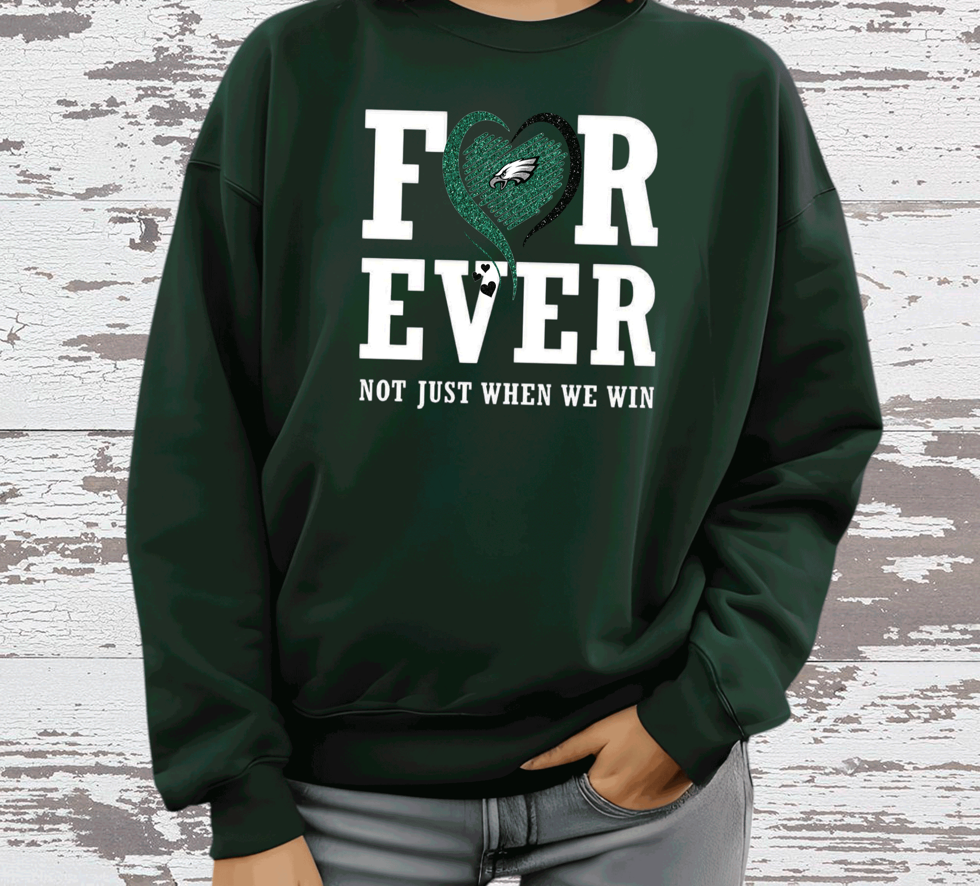 A Blessed Texas Mess Boutique Forever EAGLES not just when are winning Faux Glitter scratch Go BIRDS… — construction detail