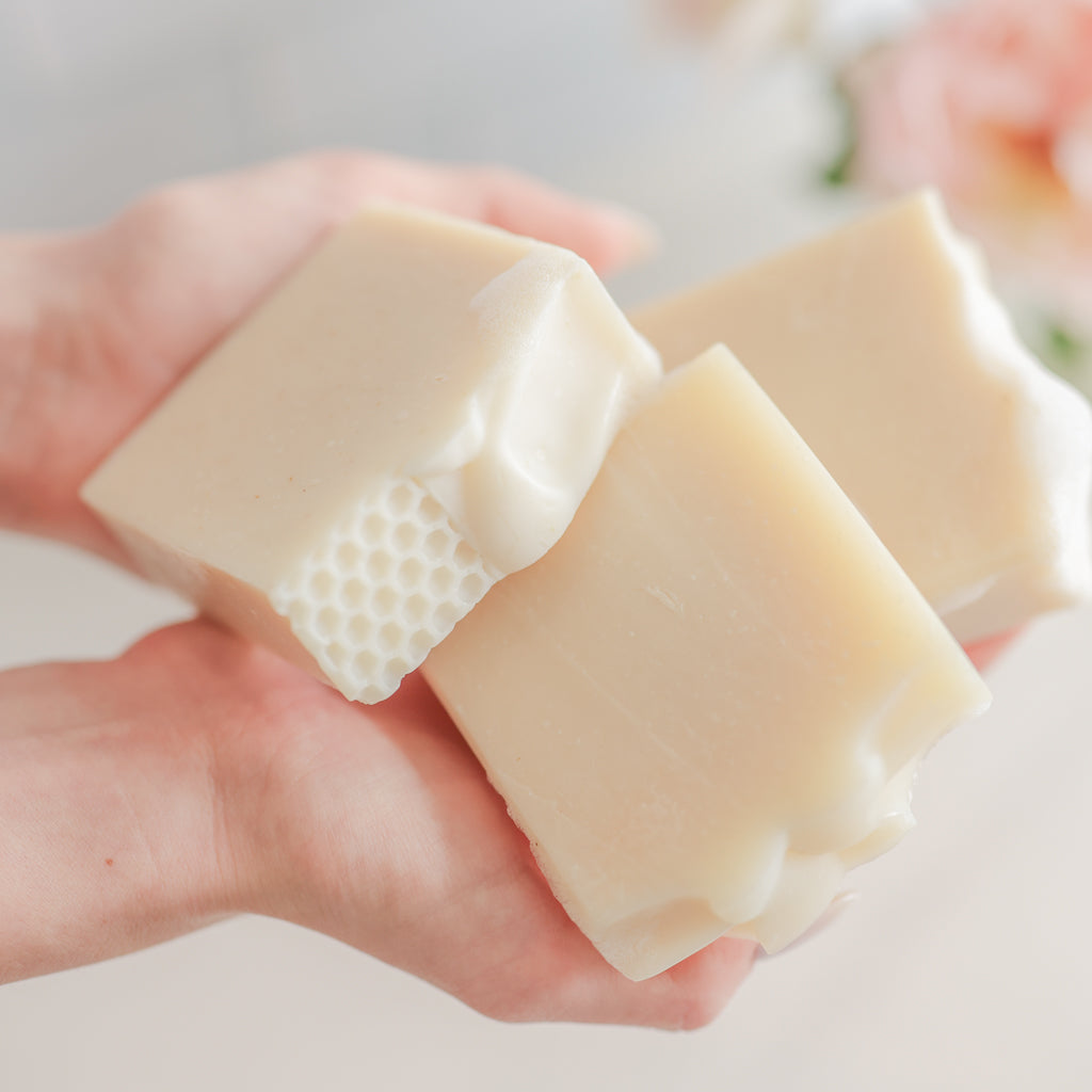Pretty farm girl Fragrance Free Handmade Tallow + Goat Milk Soap Bar Trio — lifestyle context
