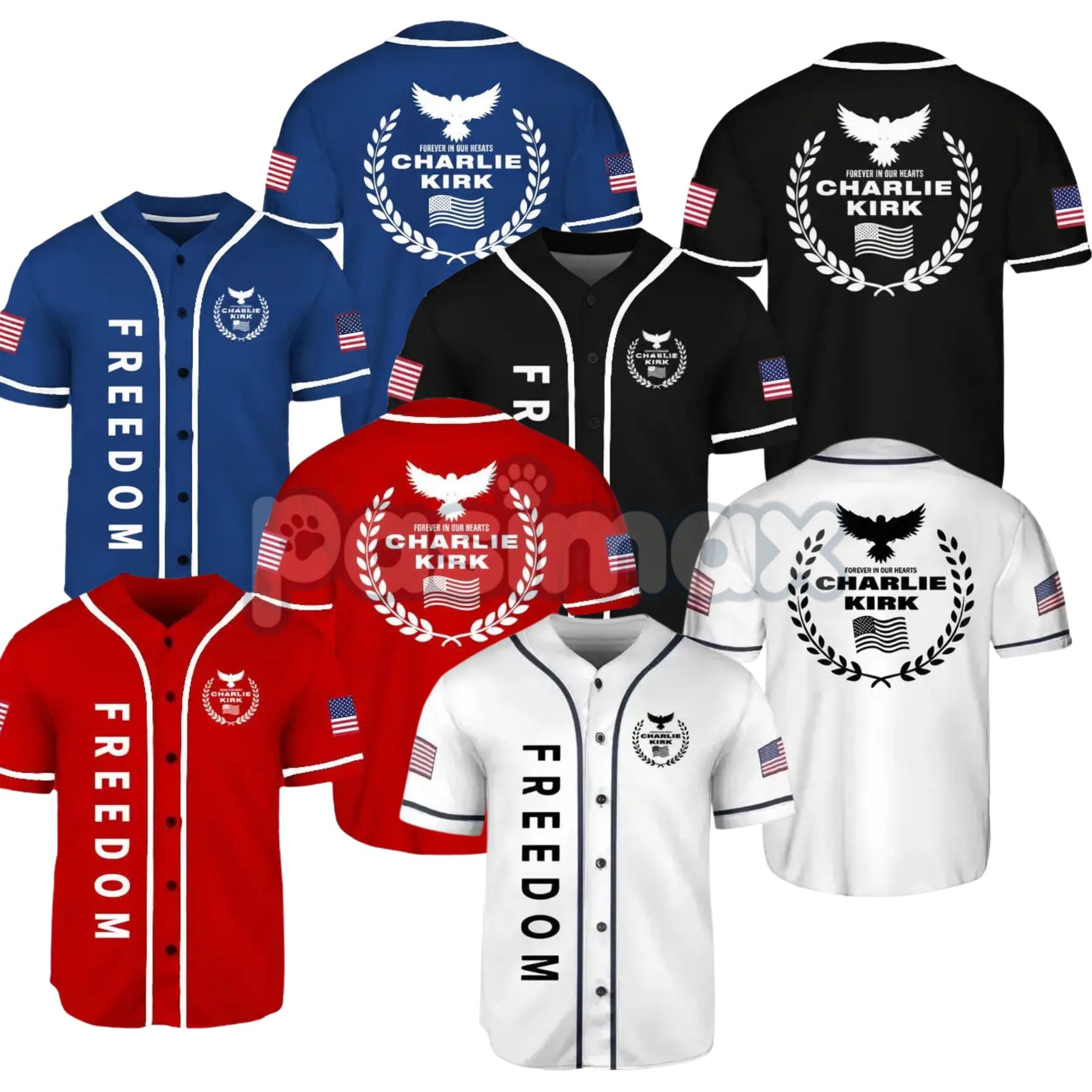 Pasimax Freedom Black & White Baseball Jersey — main product shot