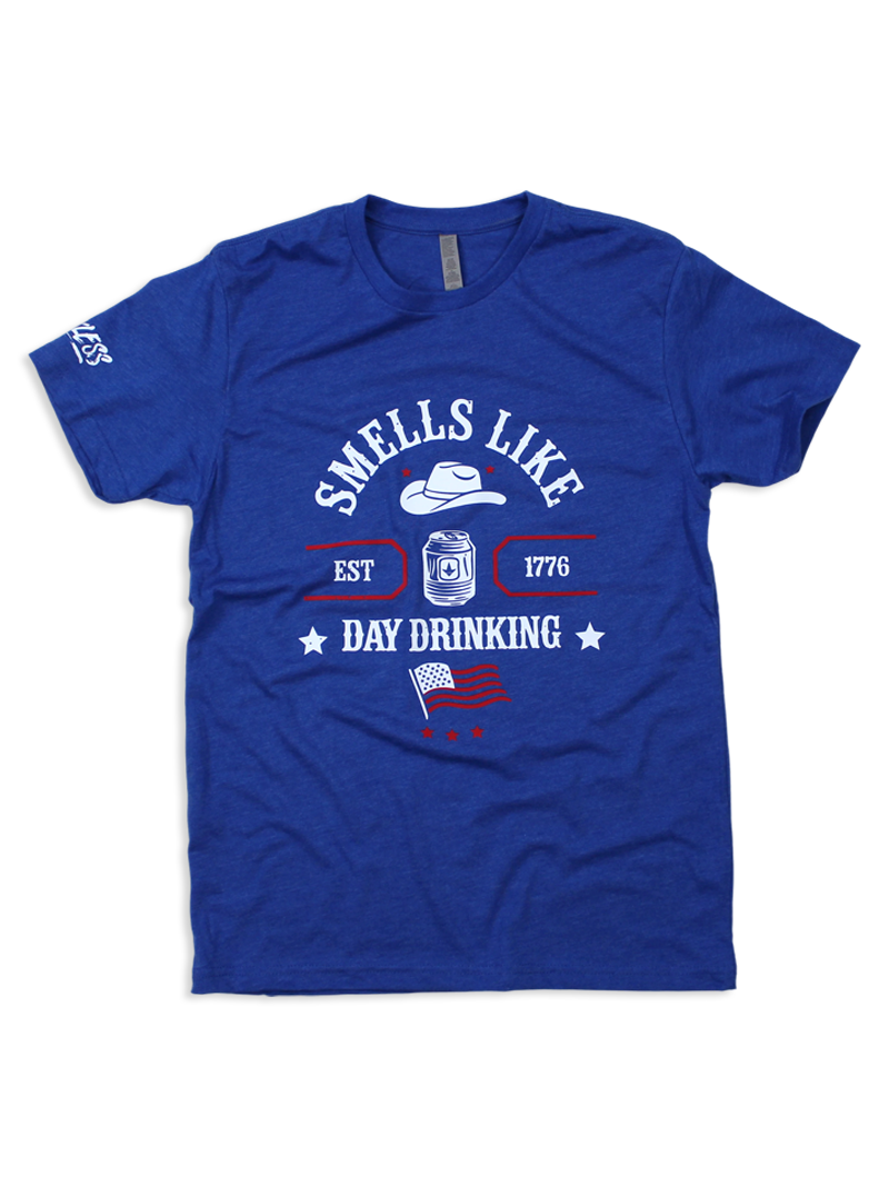 Luckless Outfitters Smells Like Day Drinking Americana Tee — main product shot