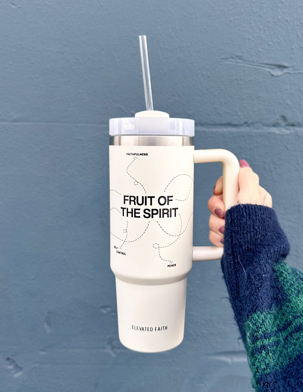Elevated Faith Fruit of the Spirit 30 oz Tumbler — detail close-up