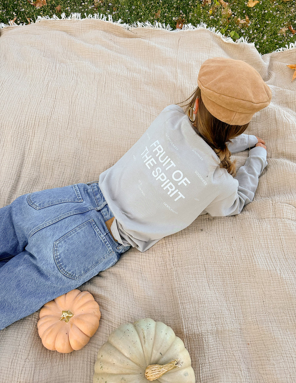 Elevated Faith Fruit of the Spirit Grey LS Unisex Tee — side view
