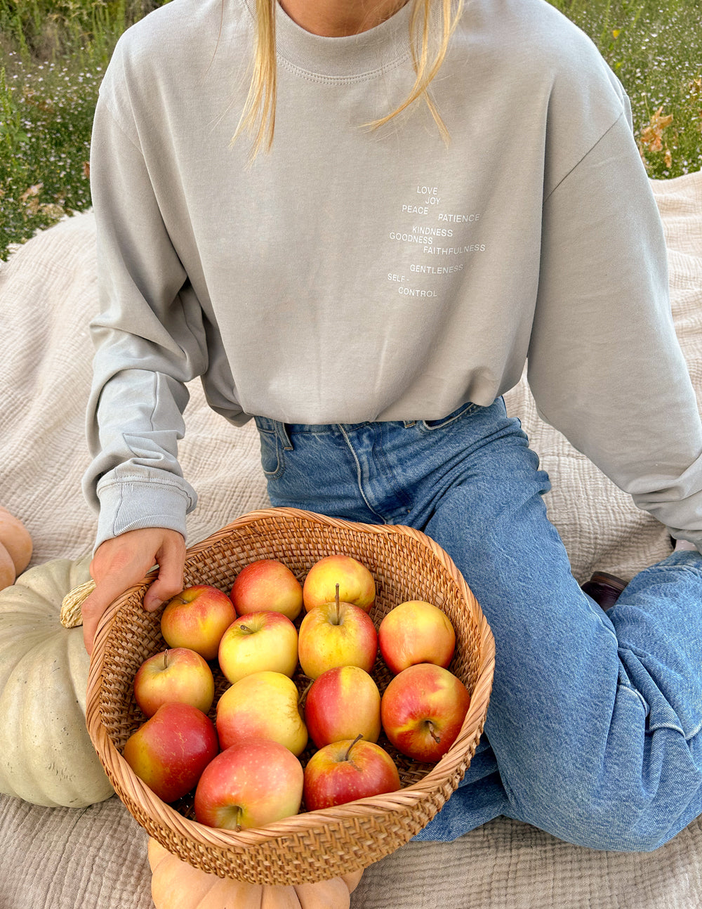 Elevated Faith Fruit of the Spirit Grey LS Unisex Tee — alternative angle