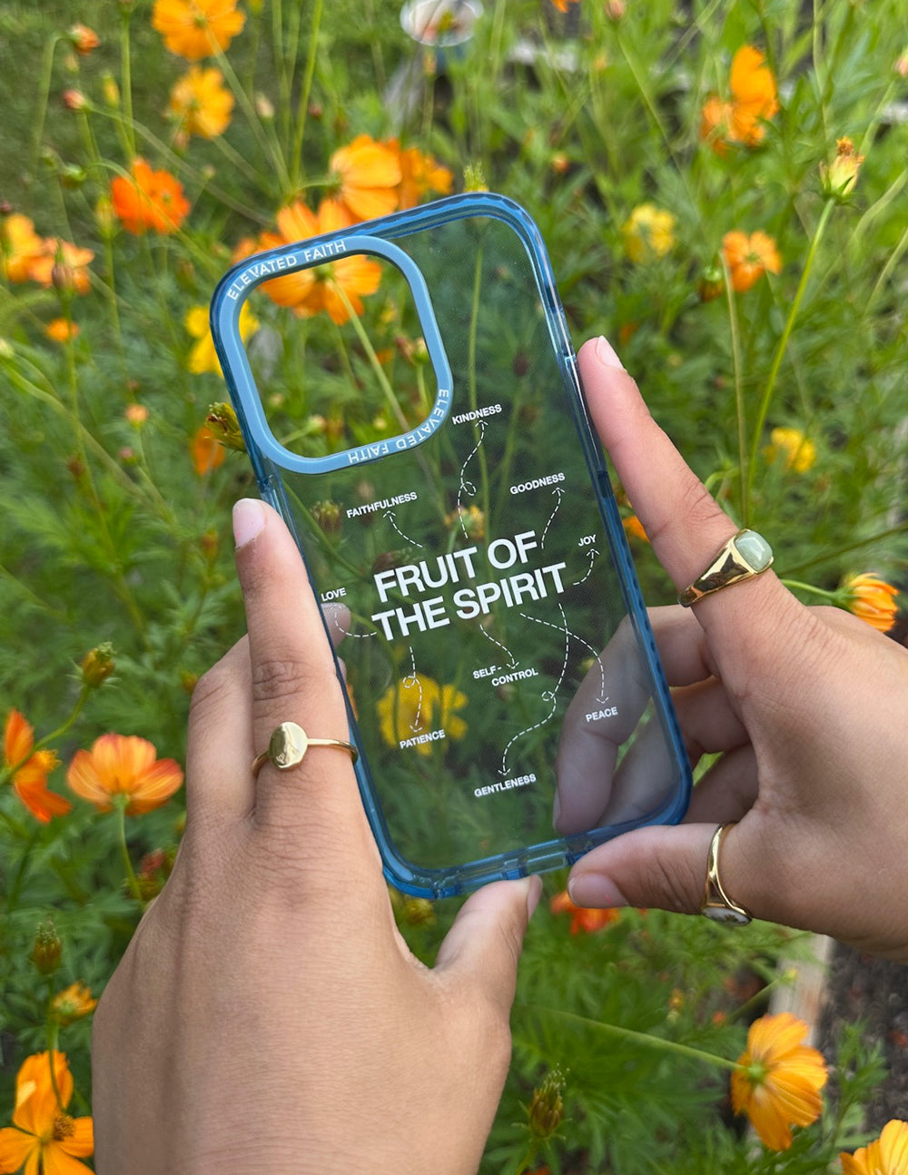 Elevated Faith Fruit of the Spirit Phone Case — Elevated Faith branding close-up
