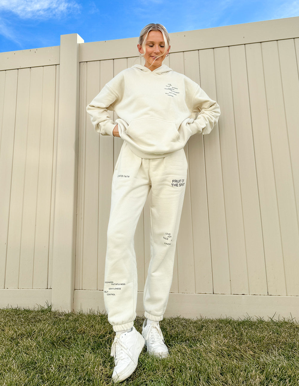 Elevated Faith Fruit of the Spirit Unisex Sweatpant — Elevated Faith branding close-up