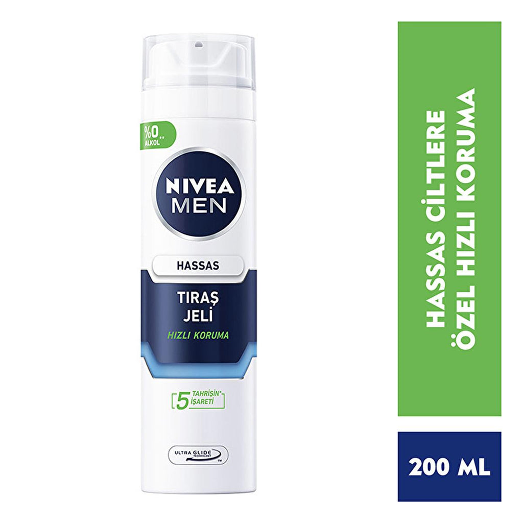 Nivea Men Sensitive Skin Shaving Gel - Alcohol Free Formula for Close, Irritation-Free Shave - Soothing Chamomile & Vitamin E - 6.76 fl oz