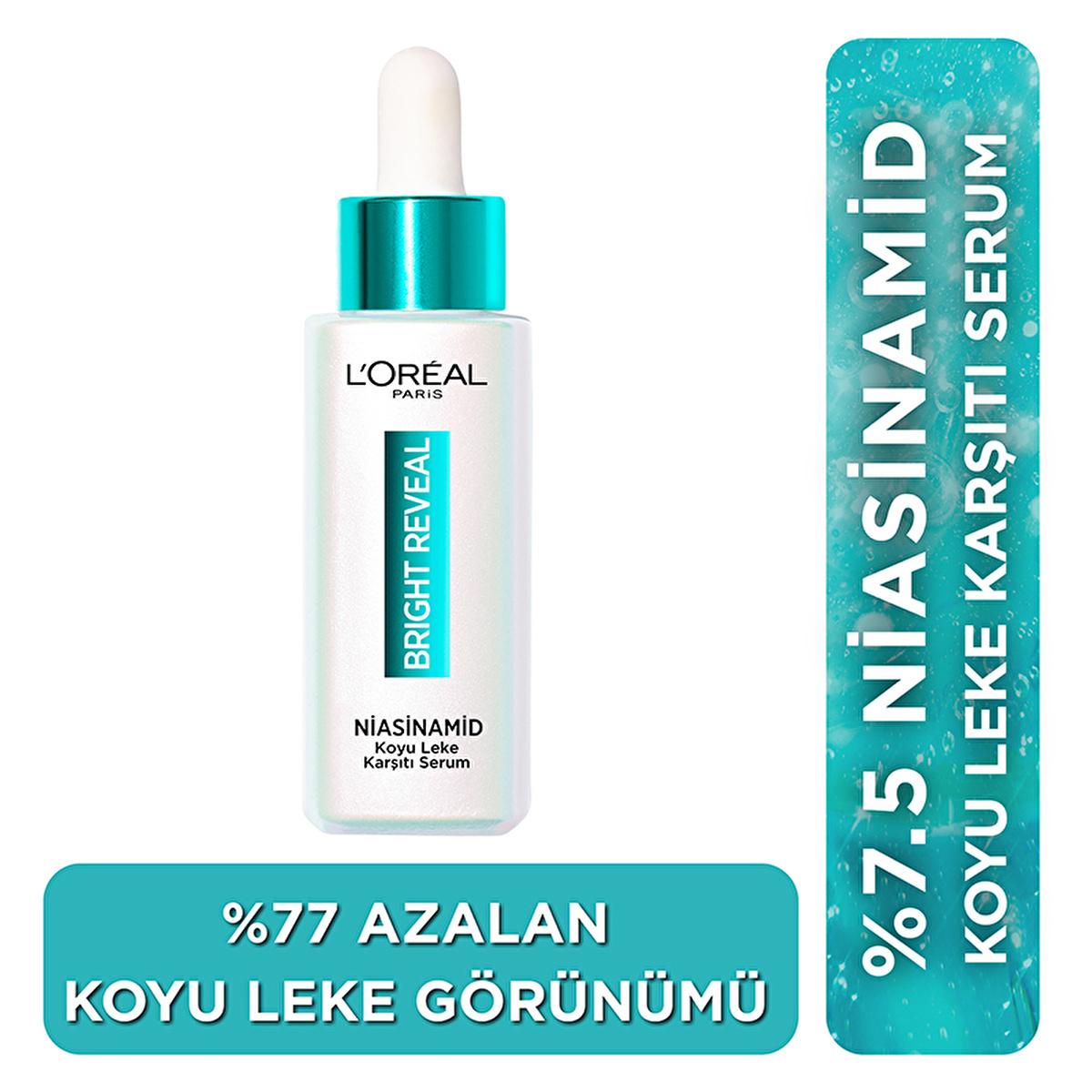 L'Oreal Paris Bright Reveal Dark Spot Correcting Niacinamide Serum: Fade Acne Marks, Sun Spots & Age Spots for Radiant Skin
