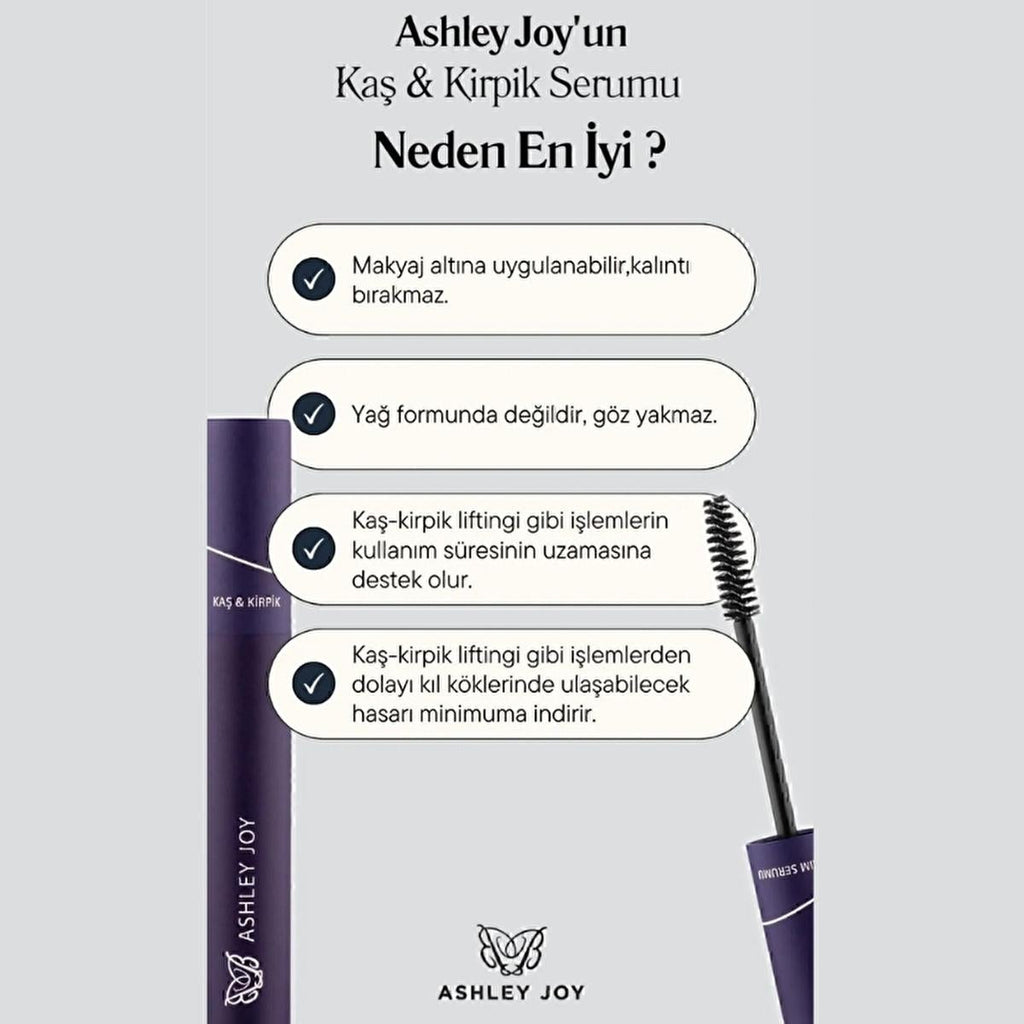 Ashley Joy Eyelash & Eyebrow Growth Serum: Strengthen, Volumize, Paraben-Free for Thicker, Longer Lashes & Brows