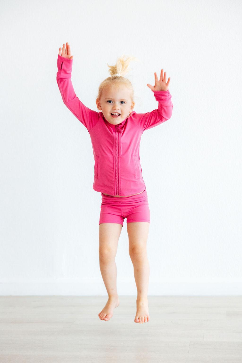 Mila & Rose ® SALE Fuchsia Flash Active Shorty Shorts — side view