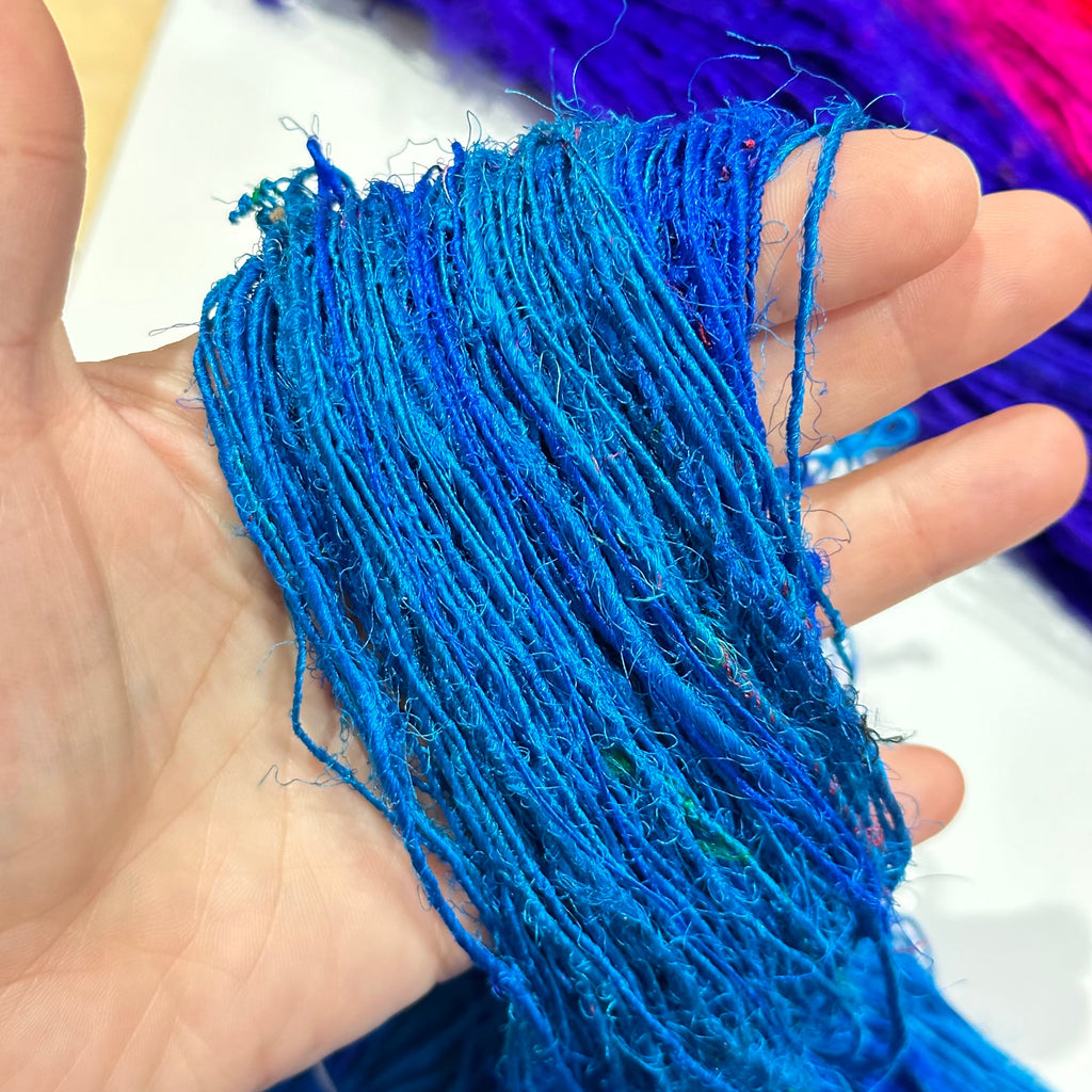 Darn Good Yarn Recycled Silk Yarn "Lux Adventure" — lifestyle context