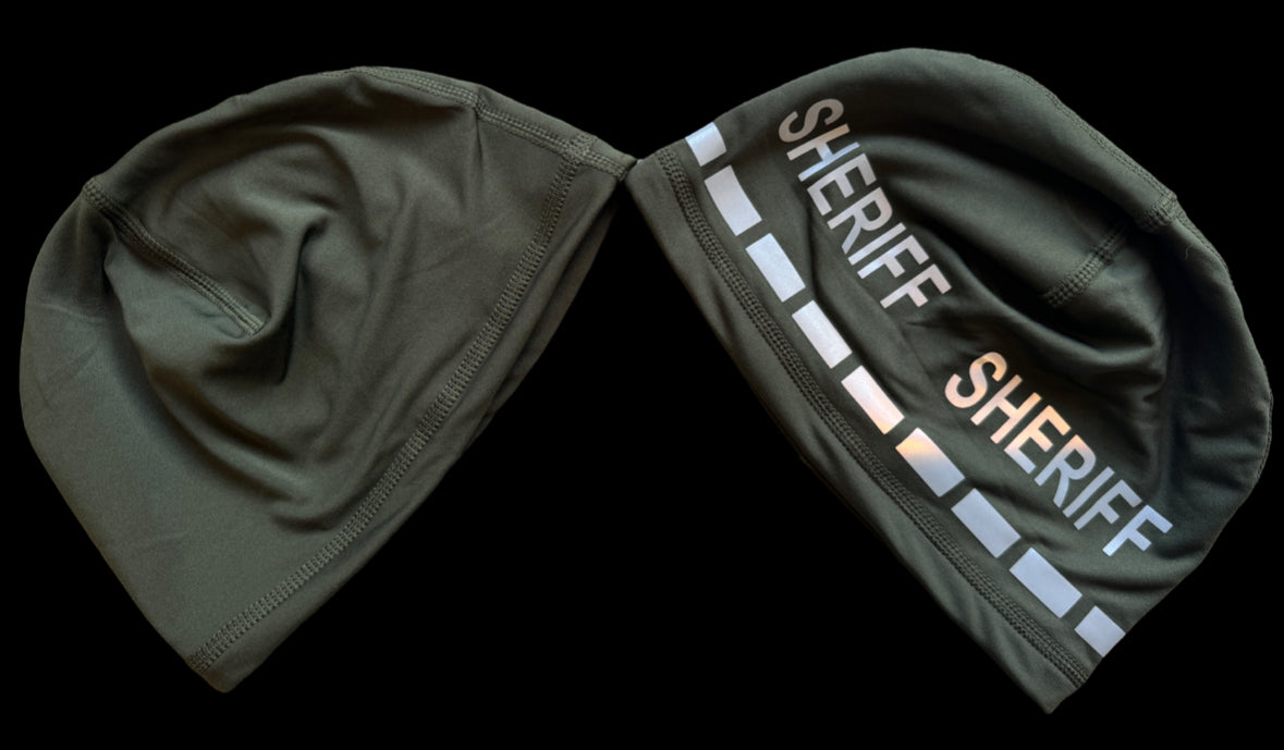 Police Beanie- Green Reversible SHERIFF — VisiBlue tactical gear for law enforcement