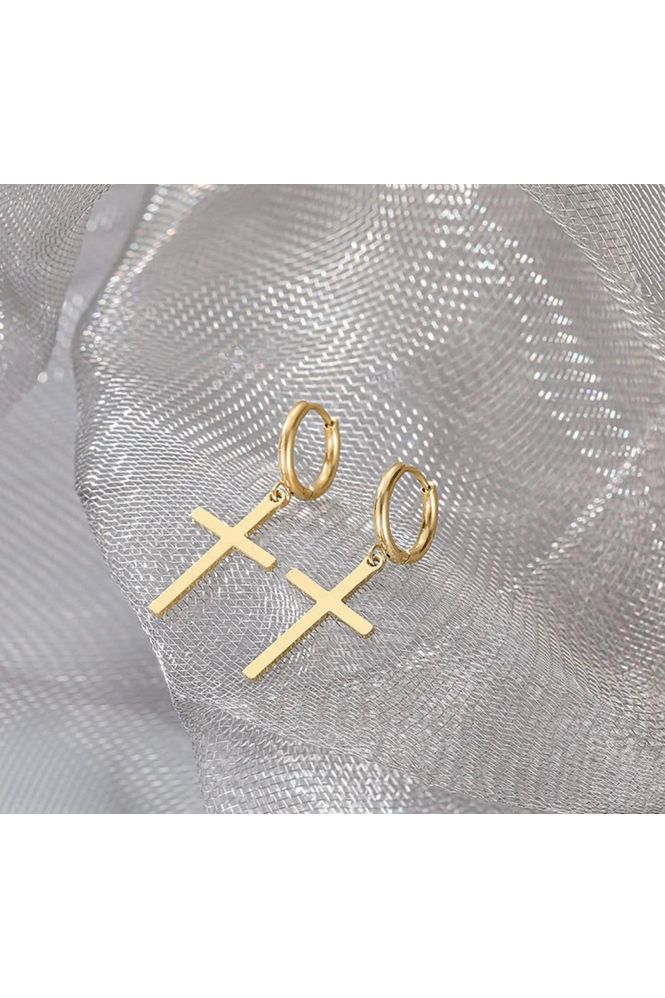 Pretty Little Patriot Pretty Little Patriot Dangle cross gold earrings — product category context