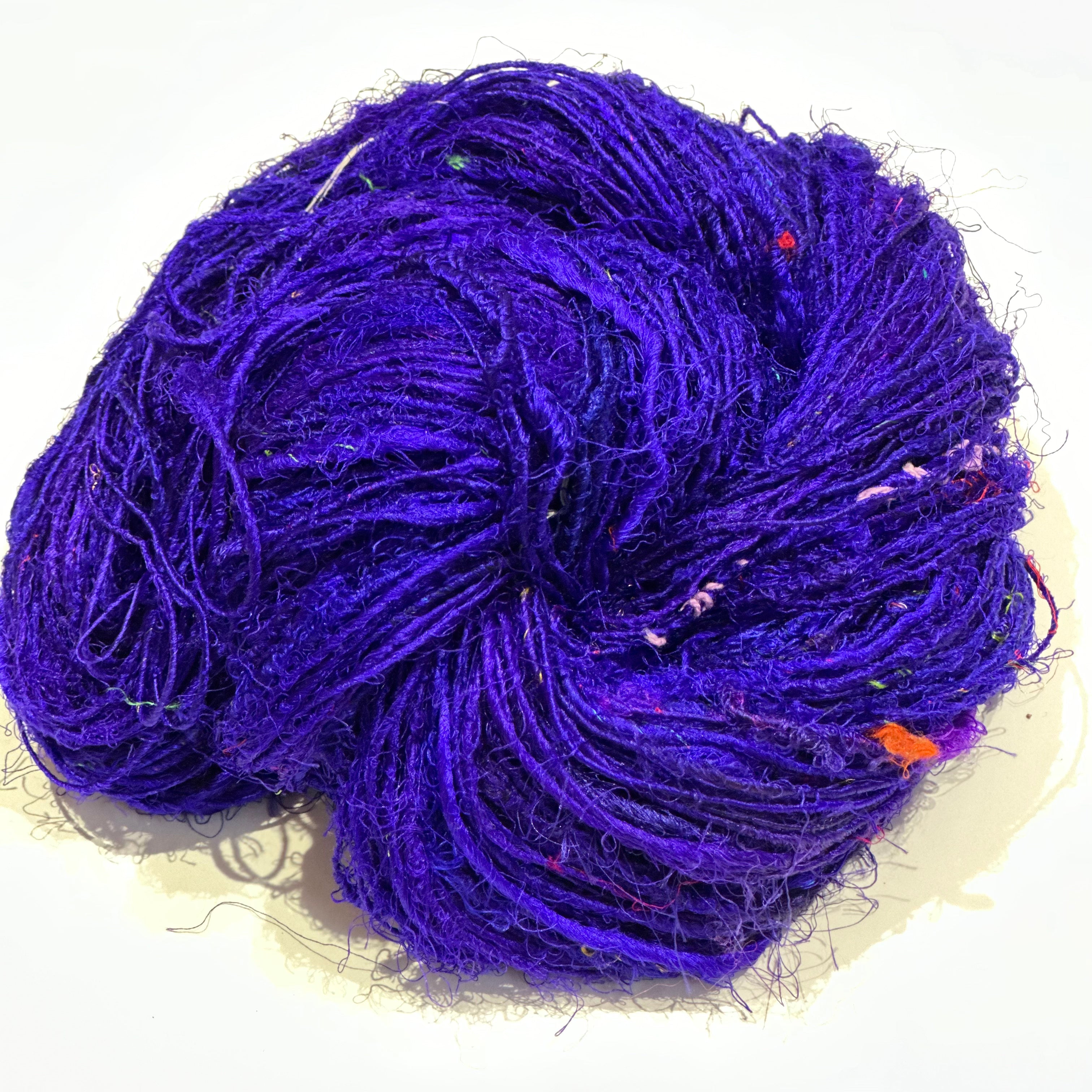 Darn Good Yarn Recycled Silk Yarn "Lux Adventure" — in-use photo