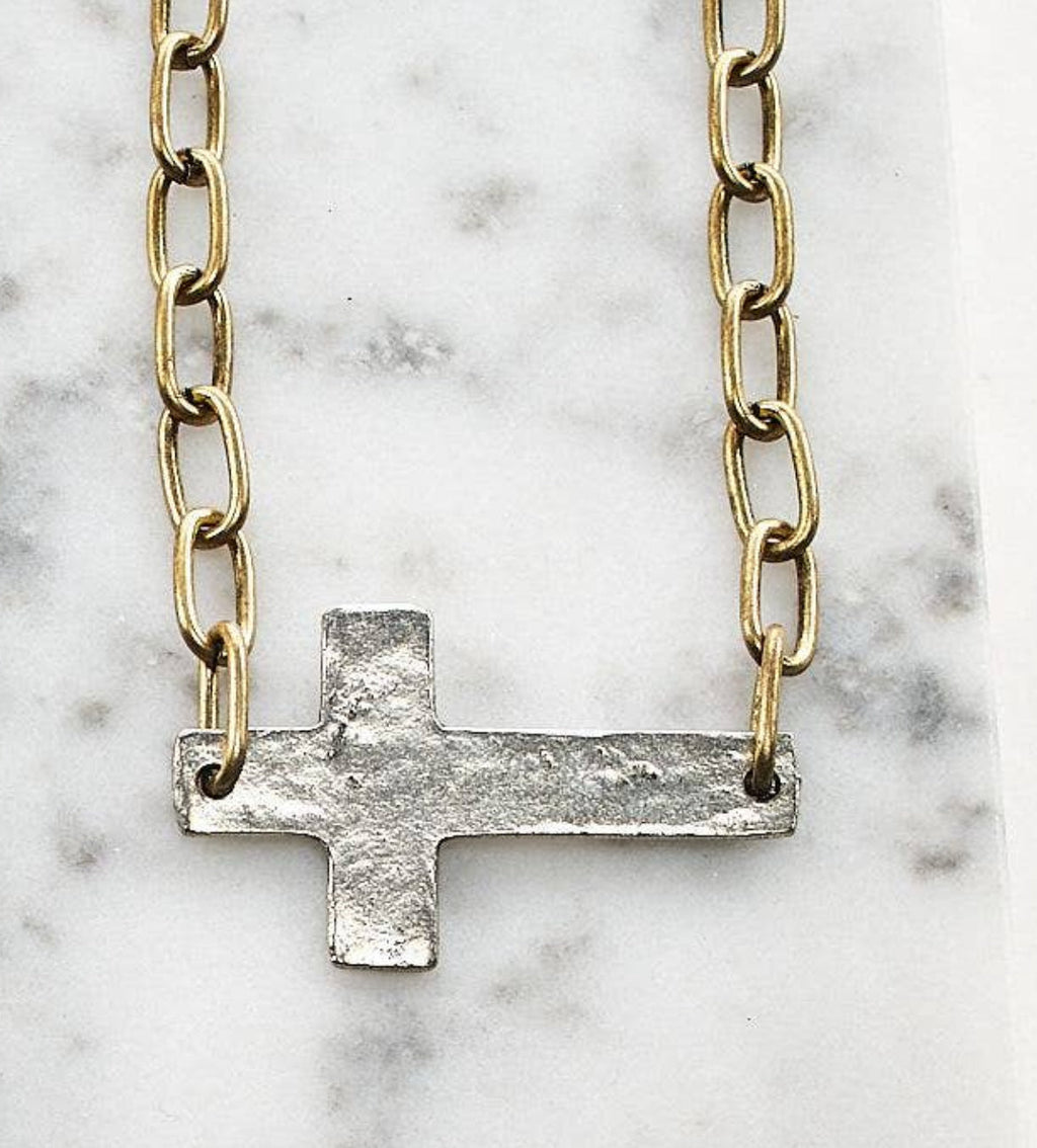 Pretty Little Patriot Pretty Little Patriot Paper Clip Chain Cross Necklace — product category context
