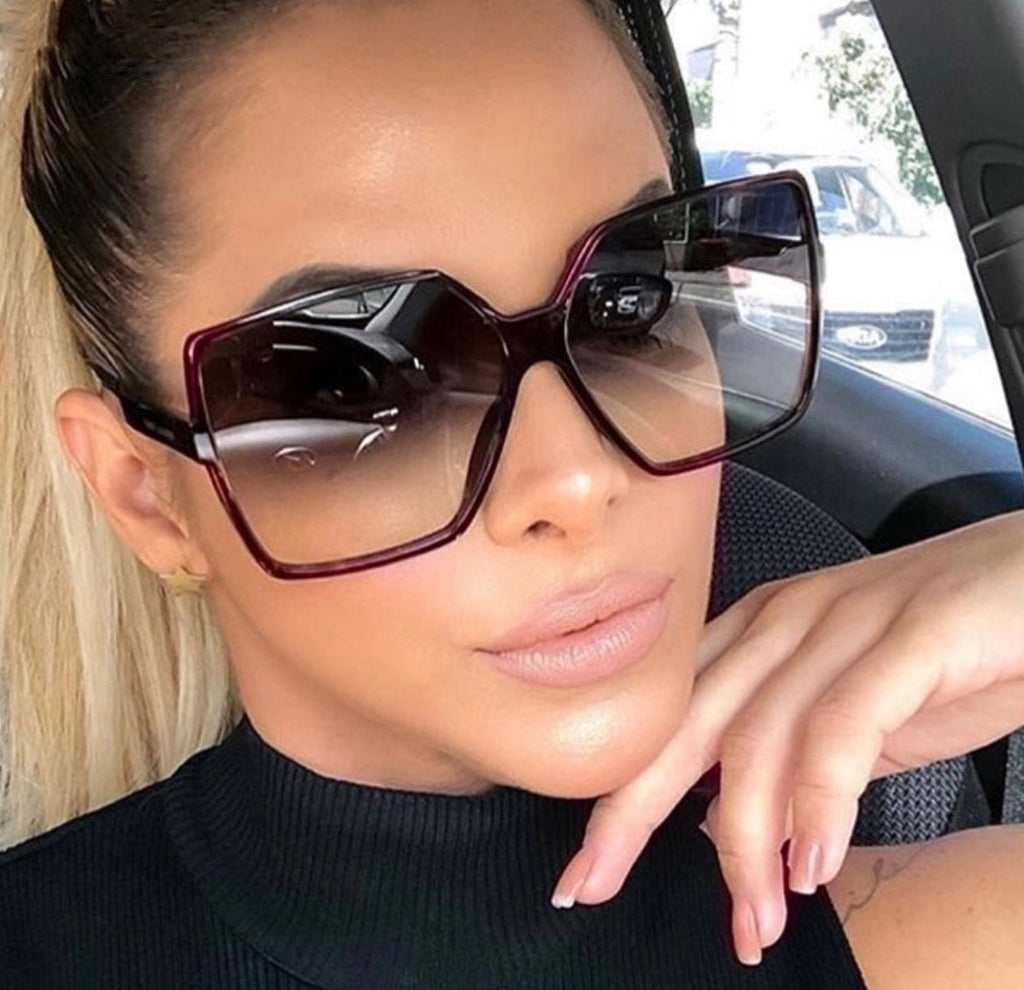 Pretty Little Patriot Retro Gradient Square Frame Sunglasses — detail close-up