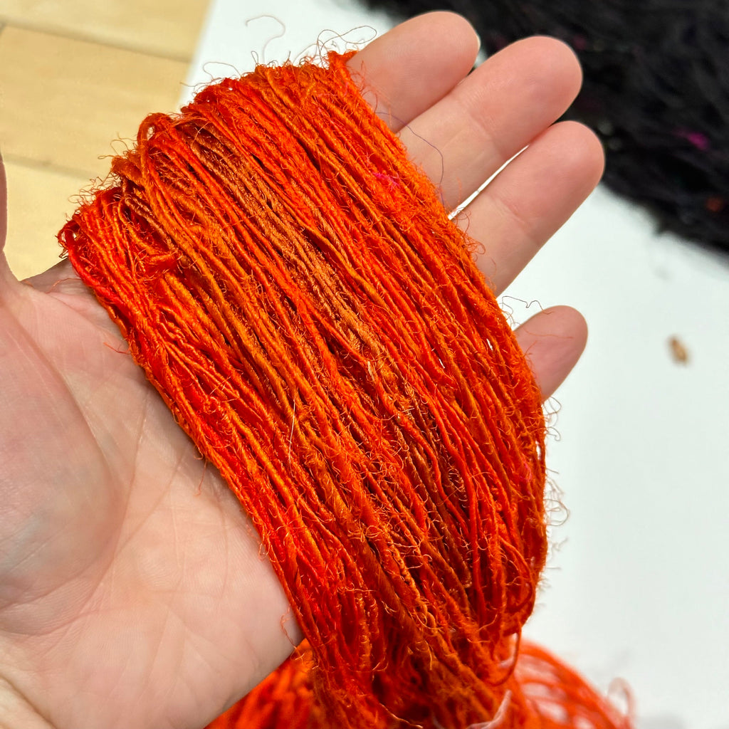 Darn Good Yarn Recycled Silk Yarn "Lux Adventure" — product on model
