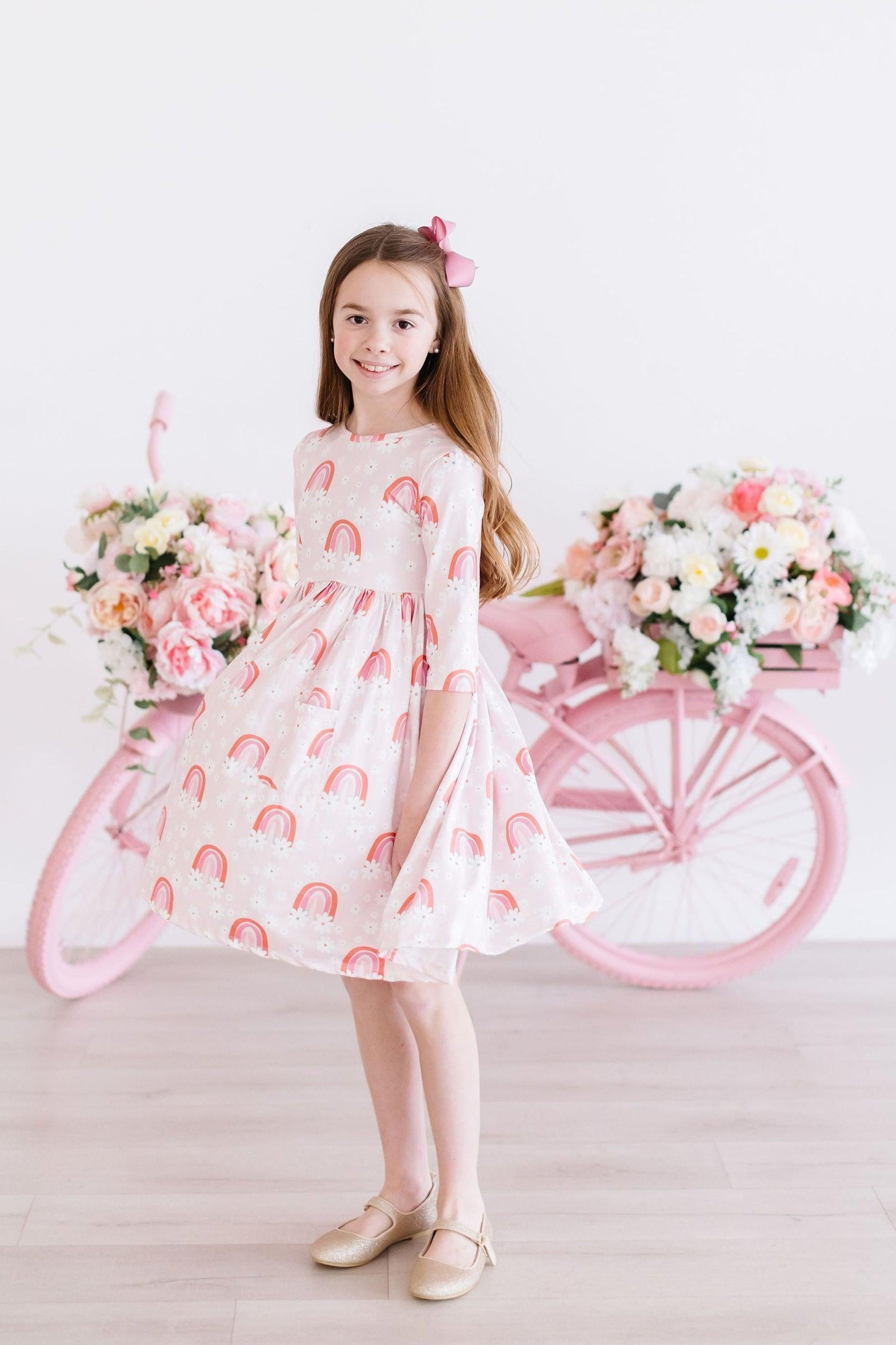 Mila & Rose ® SALE Fun & Flowers 3/4 Sleeve Pocket Twirl Dress — detail close-up