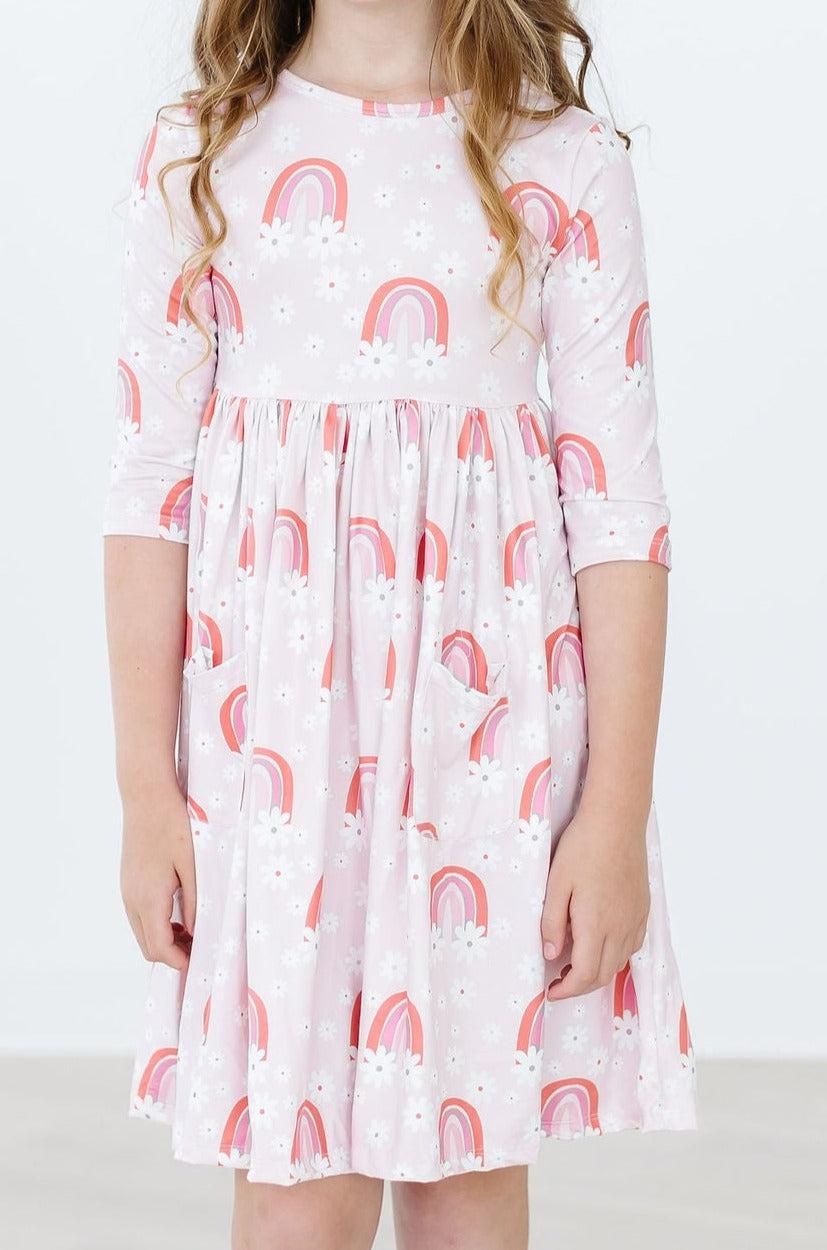 Mila & Rose ® SALE Fun & Flowers 3/4 Sleeve Pocket Twirl Dress — lifestyle context