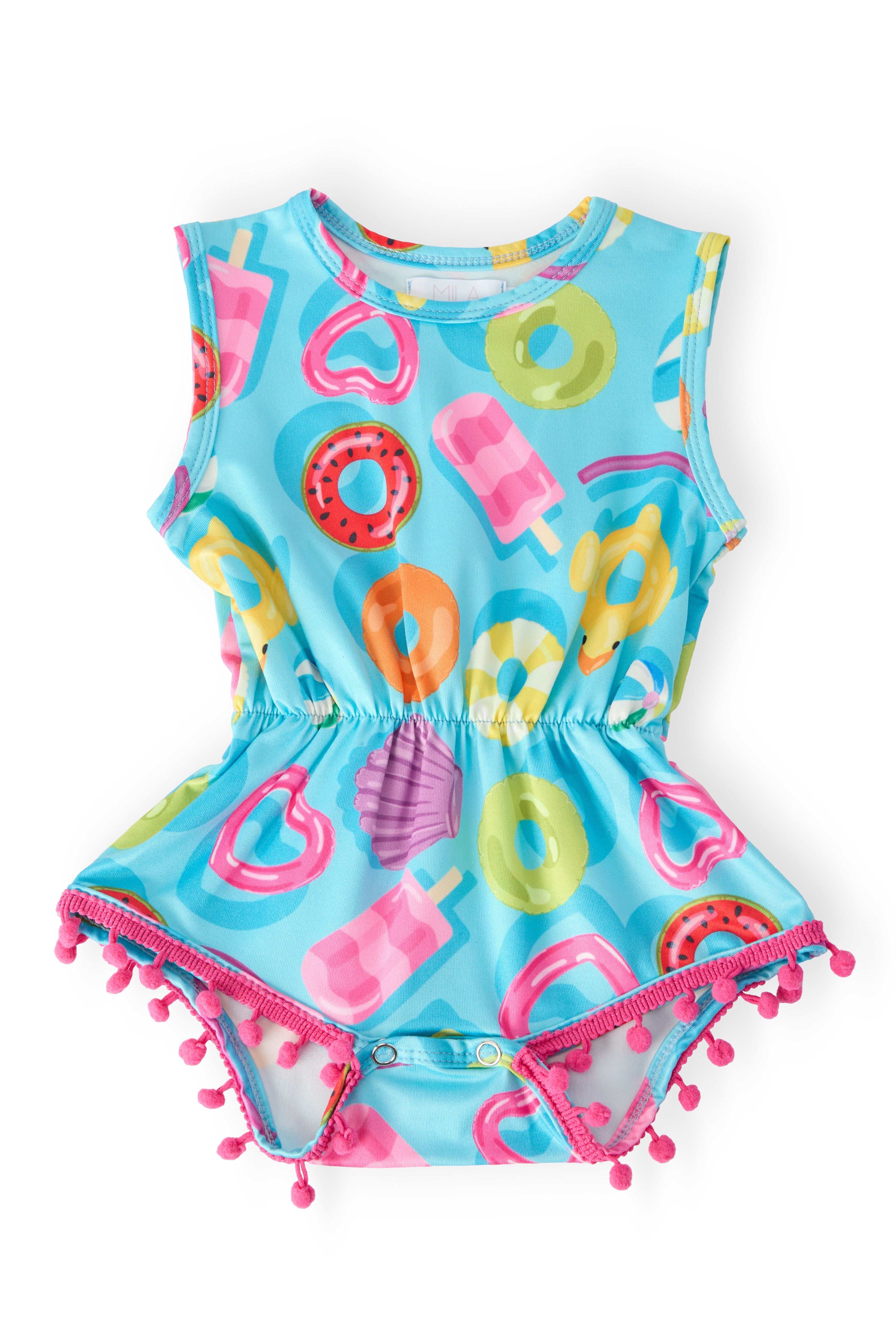 Mila & Rose ® Fun Floaties Pom Pom Romper — main product shot