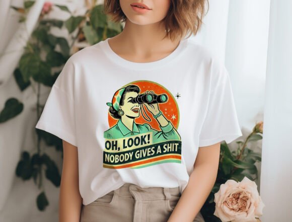 Spun Bamboo Funny Retro Woman Unisex Bamboo/Cotton Graphic T-Shirt — detail close-up