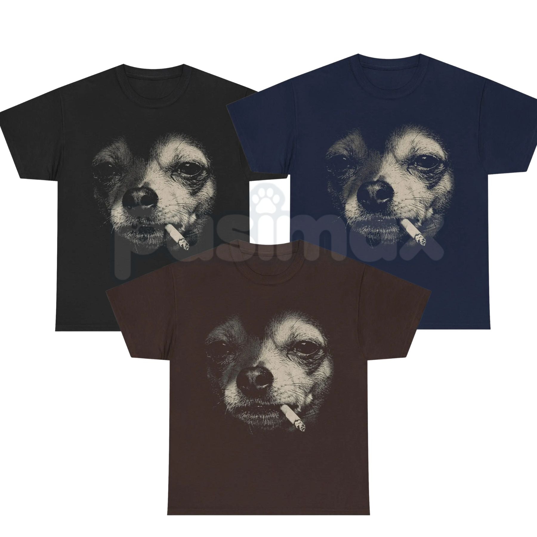 Funny Dog Smocking Graphic T-Shirt – Vintage Meme Dog Humor Tee, Premium 100% Cotton Retro Animal Streetwear Top, Soft Lived-In Heavyweight Irony Culture Shirt, Made in USA
