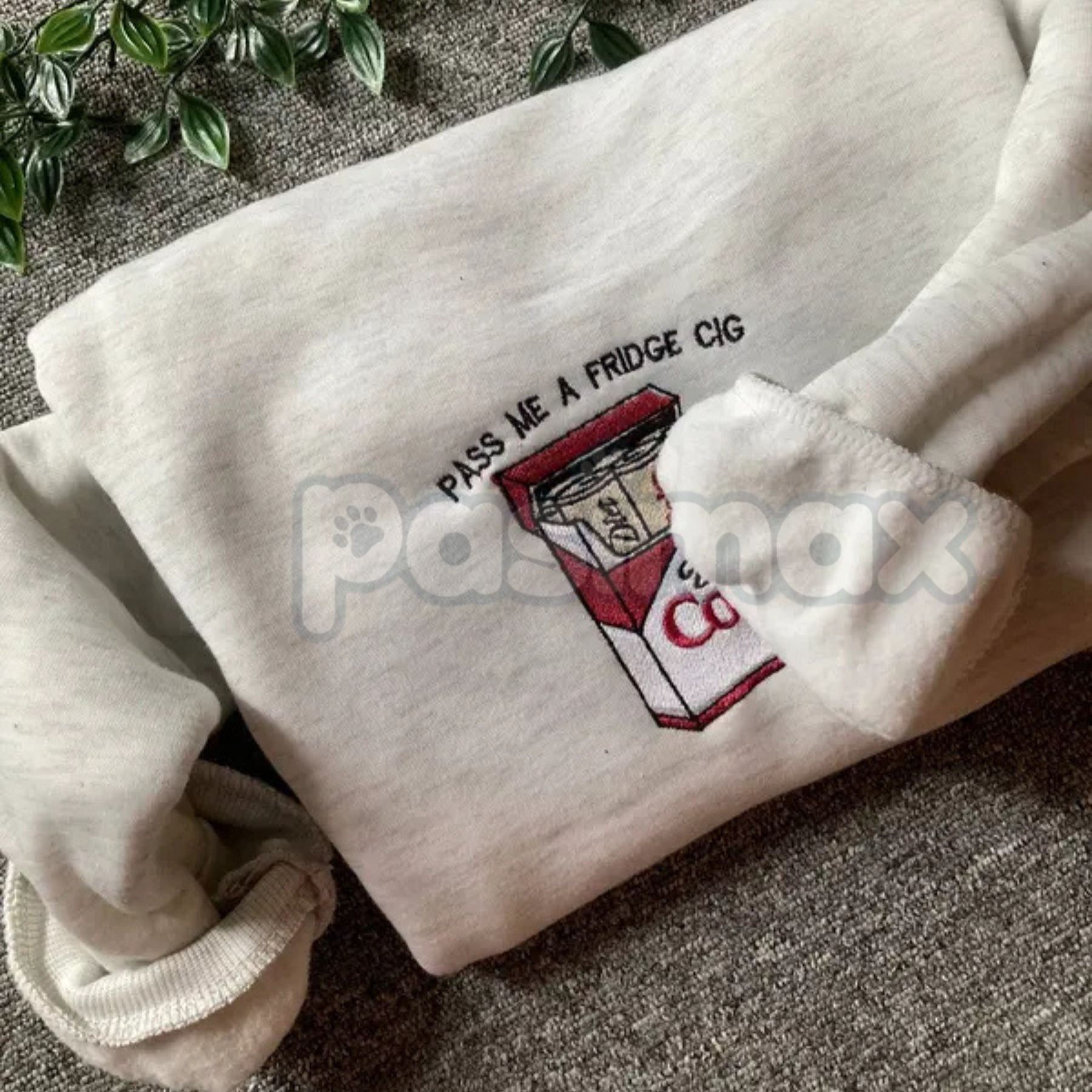 Pasimax Funny Embroidered "Pass Me A Fridge" Sweatshirt – Humorous Quote Crewneck — main product shot