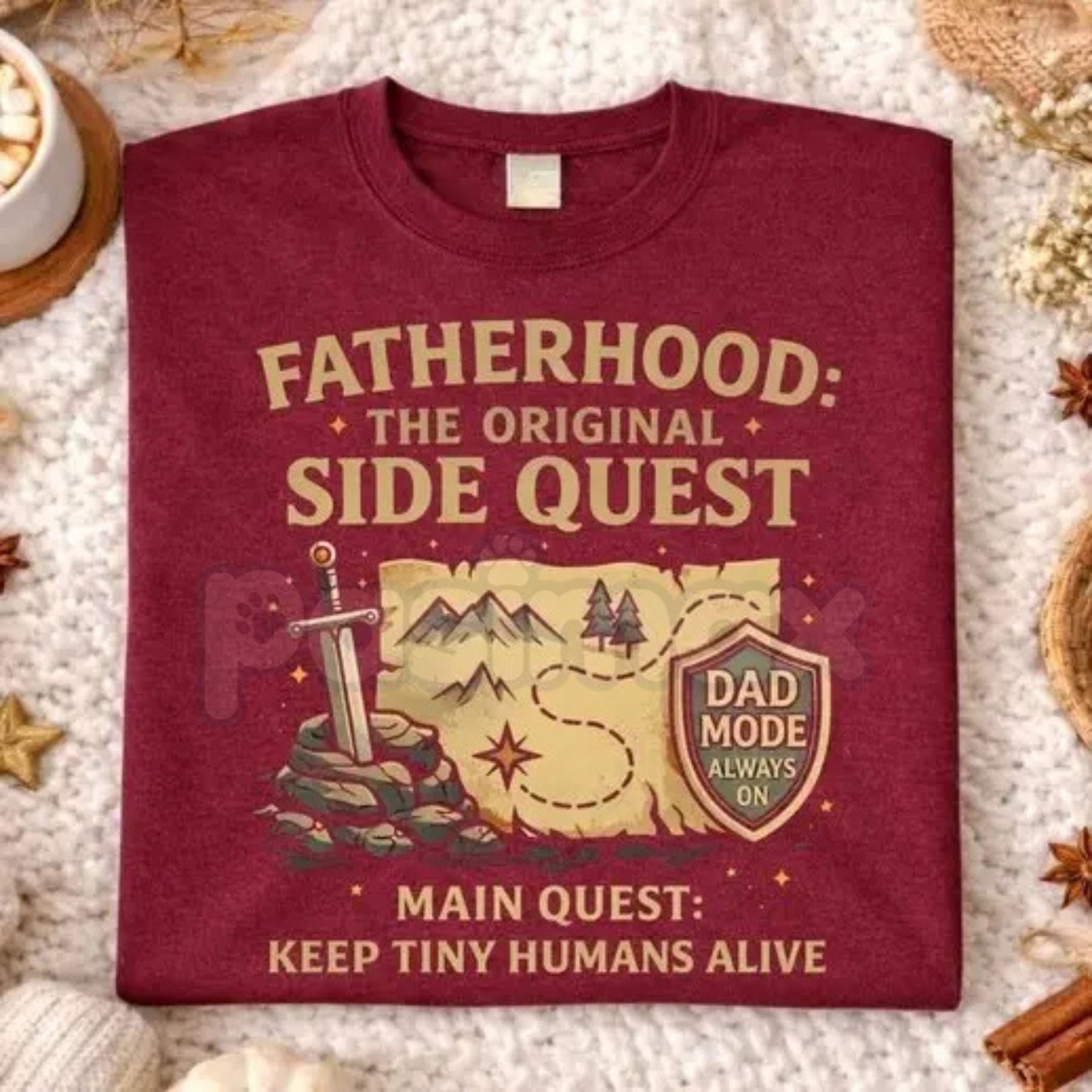 Funny "Fatherhood The Original Side Quest" T-Shirt – Retro Gamer Dad Quote Graphic Tee